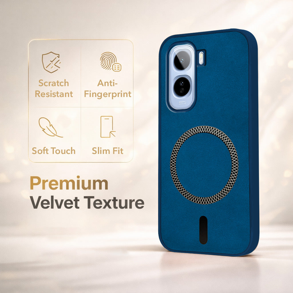 For Vivo T5 Pro 5G Back Cover Case Leather Finish (MagSafe Compatible Wireless Charging | Soft Touch | Camera Bump Protection)