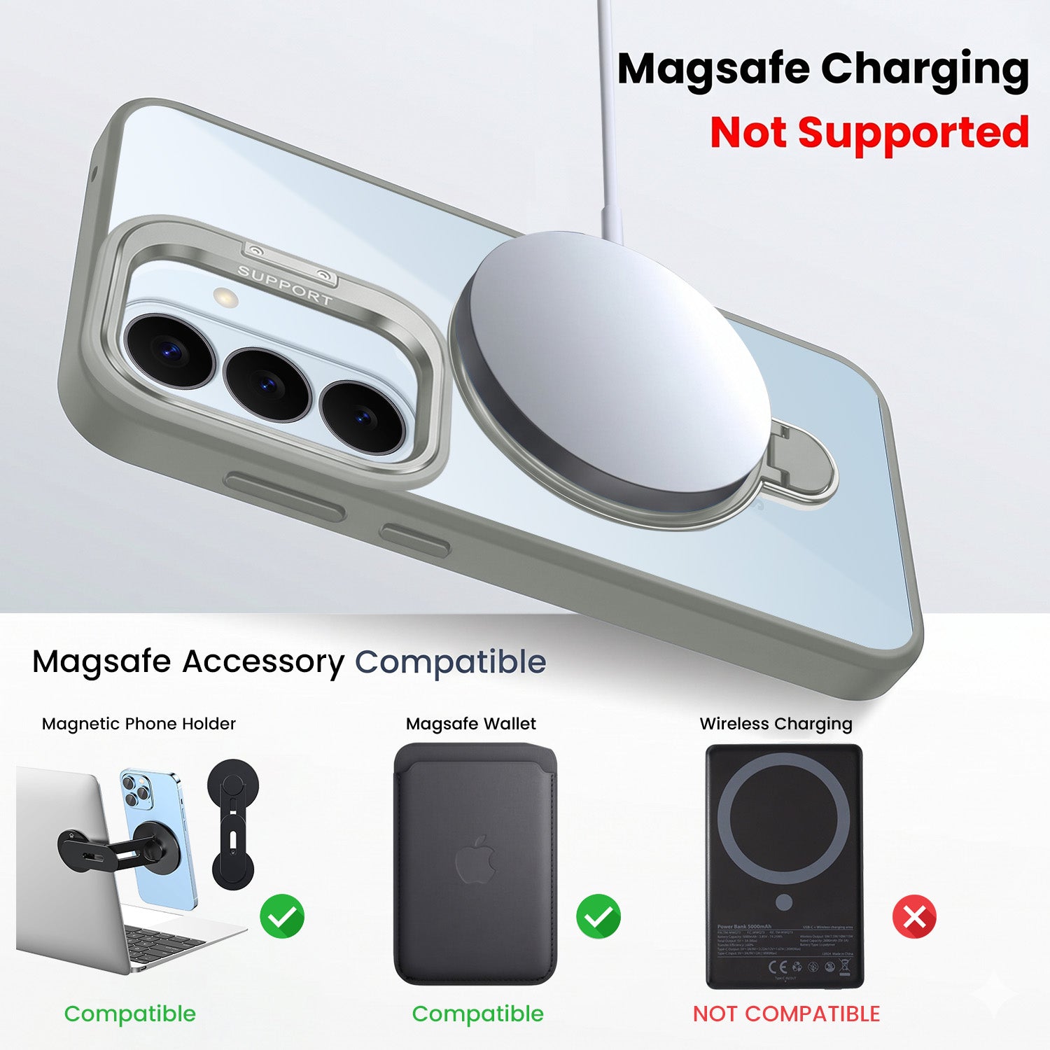 For Samsung Galaxy S26 5G Back Cover Case Crystal (Lifetime Anti Yellow | Magnetic Ring Stand | Camera Lens Protection | MagSafe Compatible)