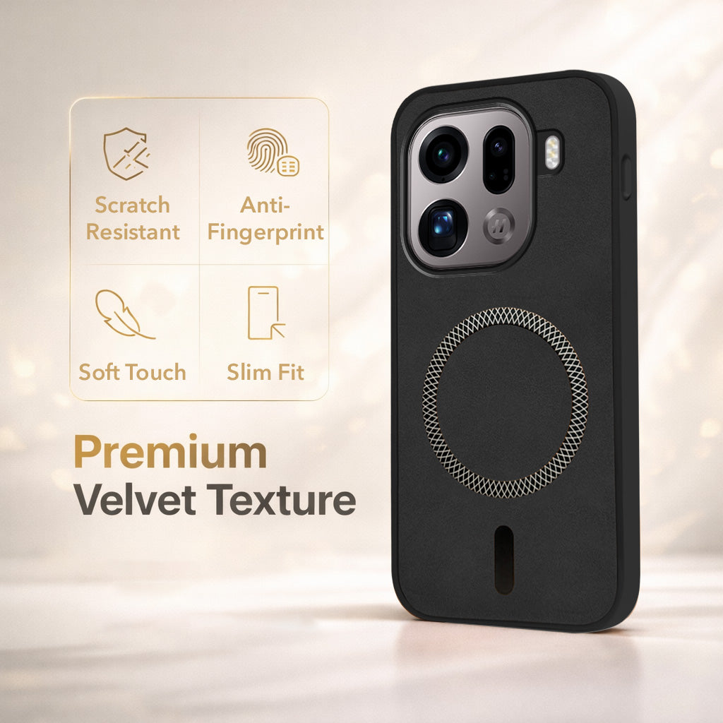 For Oppo Find X9 Pro Back Cover Case Leather Finish (MagSafe Compatible Wireless Charging | Soft Touch | Camera Bump Protection)
