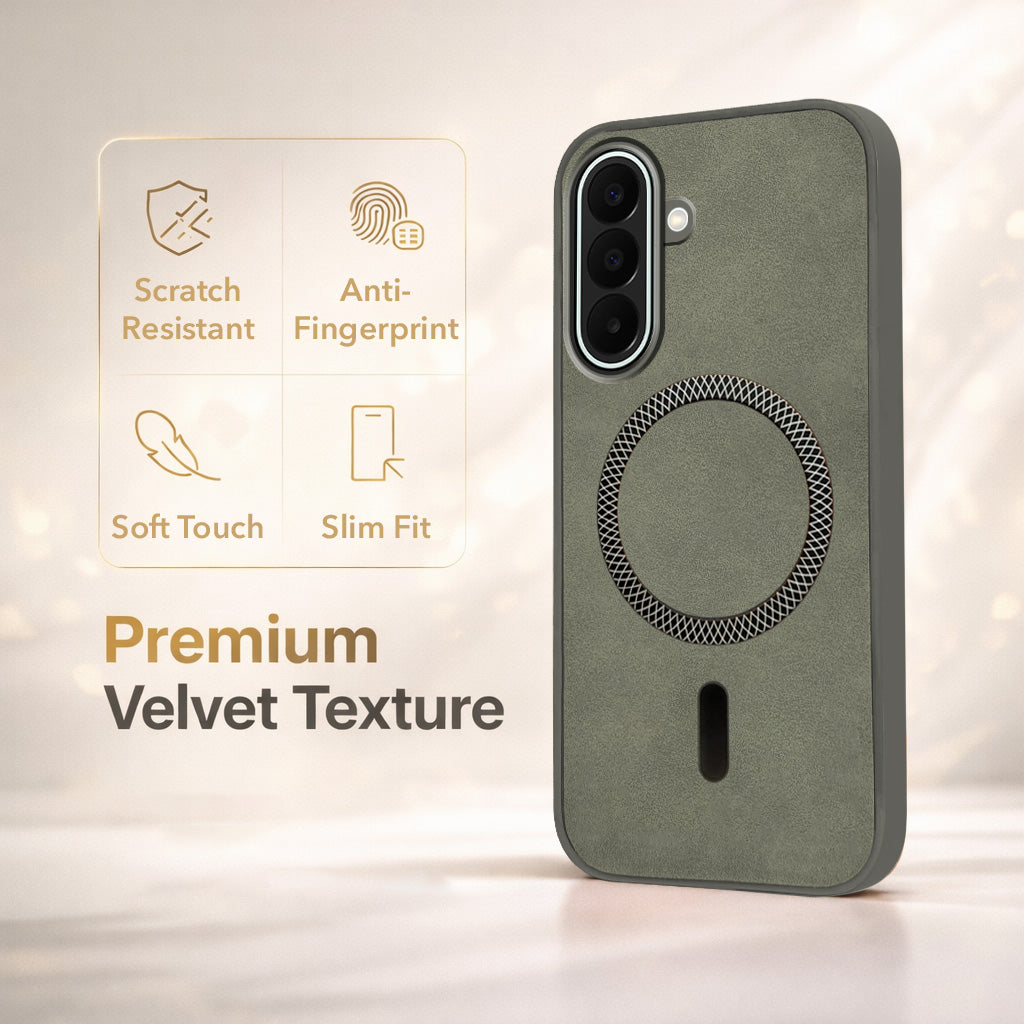 For Samsung Galaxy F70 Pro 5G Back Cover Case Leather Finish (MagSafe Compatible Wireless Charging | Soft Touch | Camera Bump Protection)
