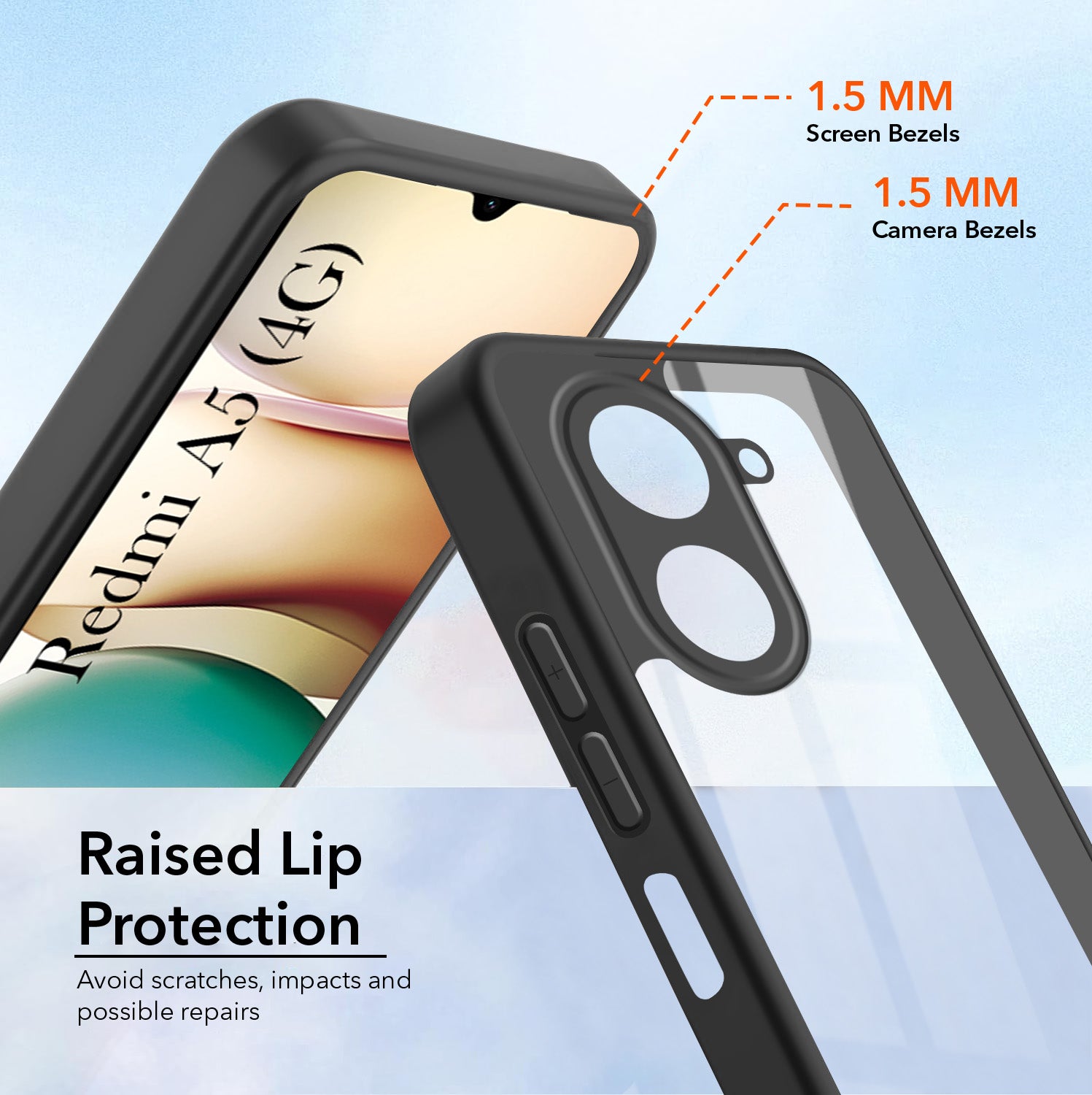 For Redmi A5 4G Back Cover Case Ultra-Hybrid (Lifetime Anti Yellow | Anti Scratch | Crystal Clear Shockproof)