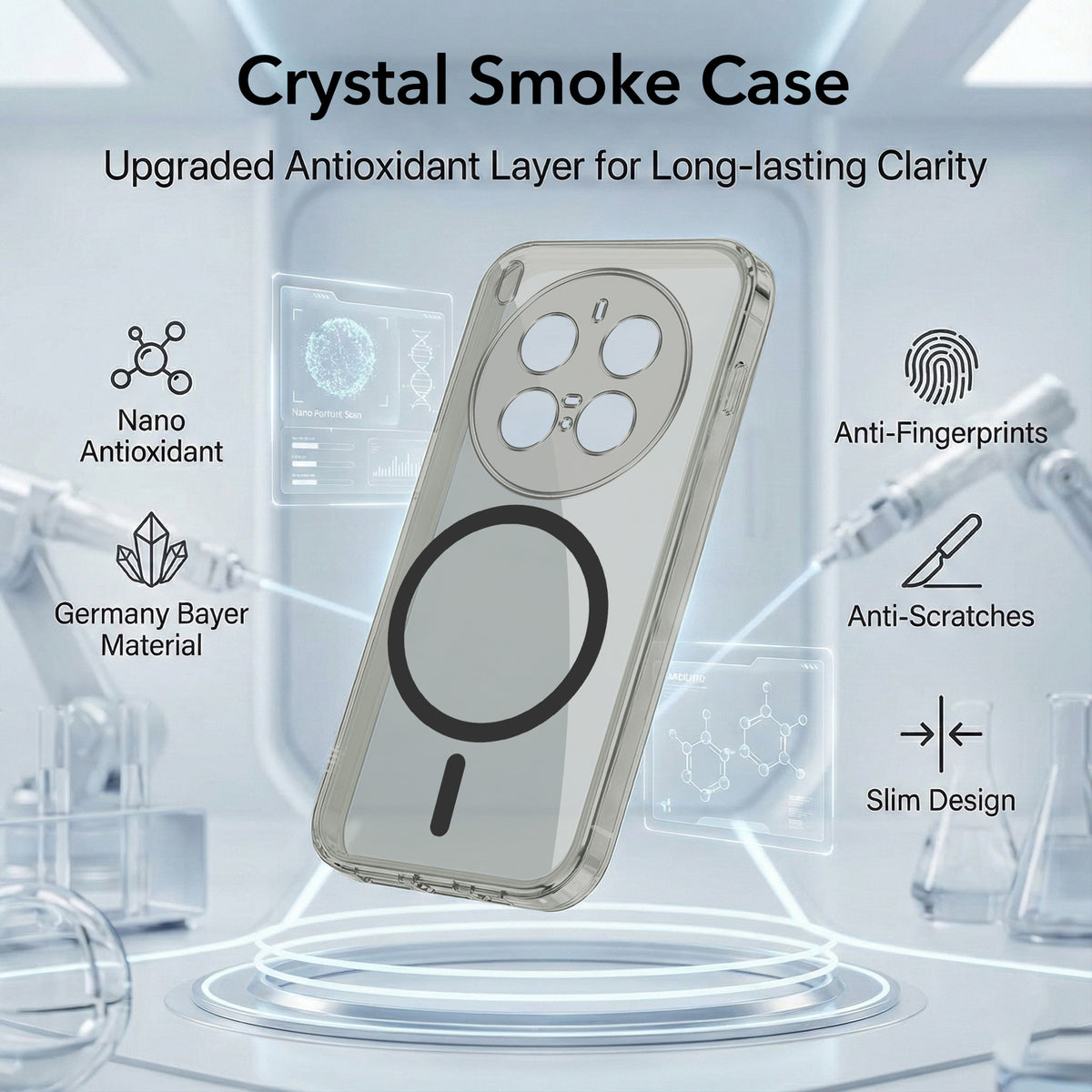 For Vivo X300 Pro Back Cover Case Lifetime Anti-Yellow MagSafe Compatible Clear (Sleek Hard Crystal | Shockproof and Camera Protection)