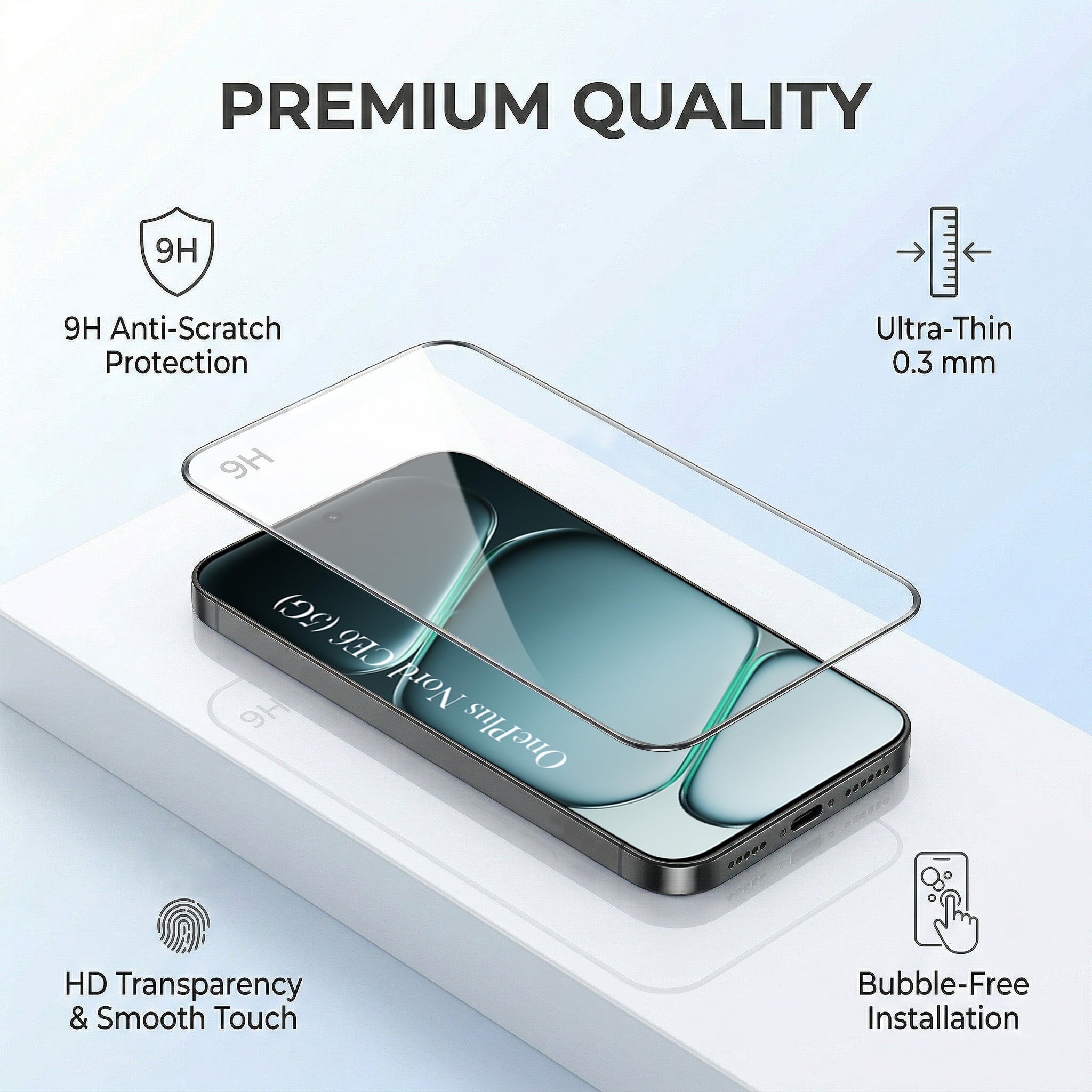 For Oneplus Nord CE 6 Combo with Back Cover and 9H Tempered Glass (Lifetime Anti-Yellow | Sleek Hard Crystal | Oleophobic Coating Screen Glass)