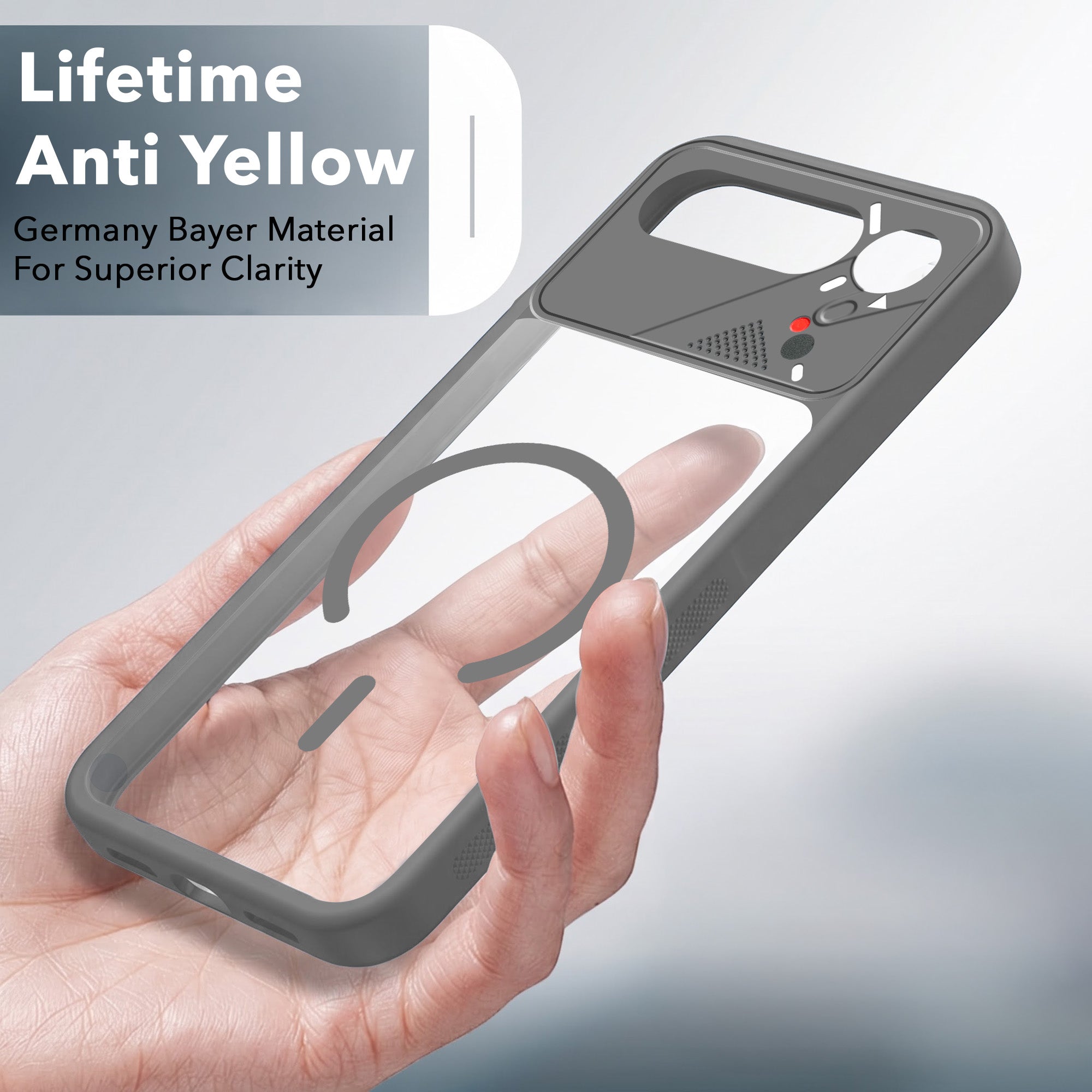 For Vivo X300 FE Back Cover Case Lifetime Anti-Yellow Clear (Camera Protection | Side Grip | Wireless MagSafe Compatible)