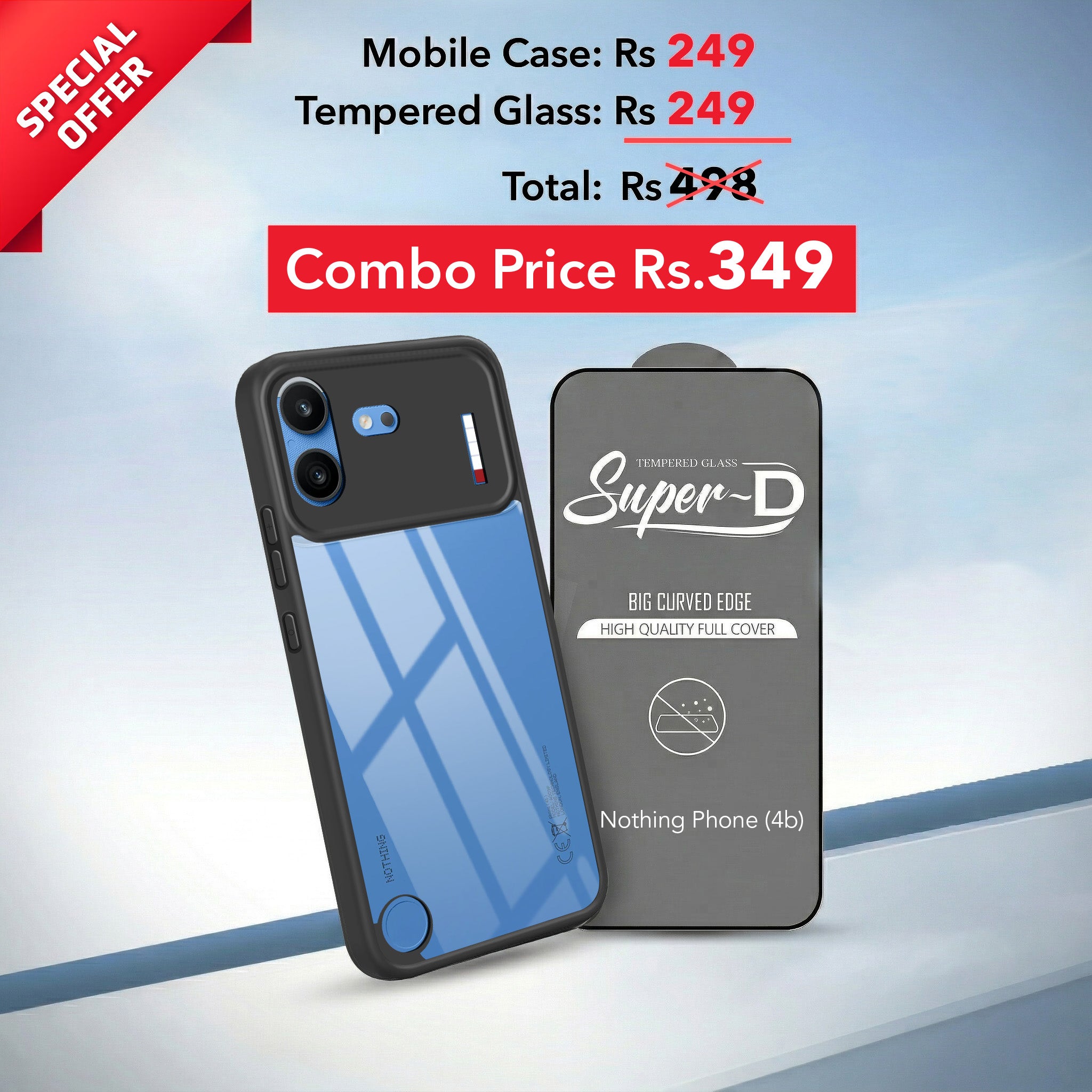 For Nothing Phone 4B 5G (Combo with Back Cover and 9H Tempered Glass (Lifetime Anti-Yellow | Crystal Clear Shockproof | Oleophobic Coating Screen Glass)