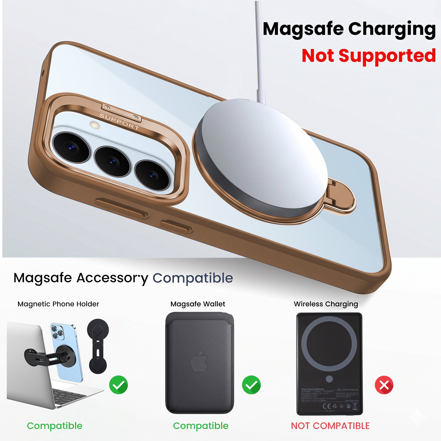 For Samsung Galaxy S26 5G Back Cover Case Crystal (Lifetime Anti Yellow | Magnetic Ring Stand | Camera Lens Protection | MagSafe Compatible)