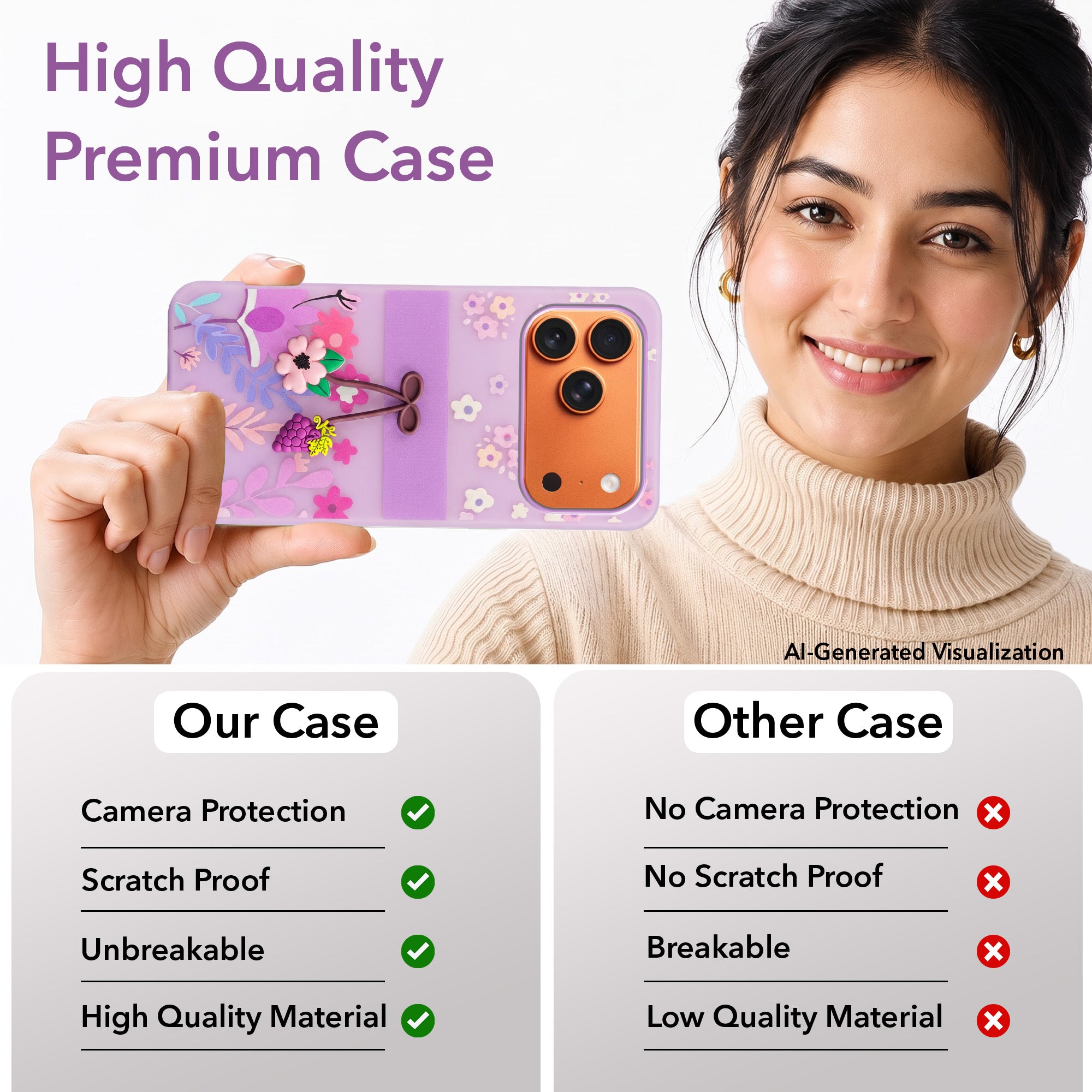 For Apple iPhone 17 Pro Max Back Cover Case (3D Cute Cartoons | Hard Back Side Soft | Matte Premium Finish | HD Printing)