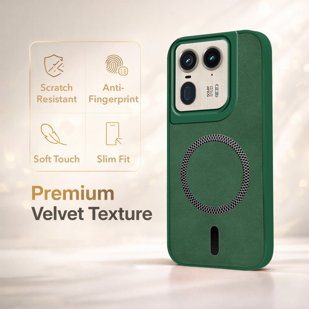 For Motorola Moto Edge 50 Ultra 5G Back Case Cover Leather Finish (MagSafe Compatible Wireless Charging | Soft Touch | Camera Bump Protection)