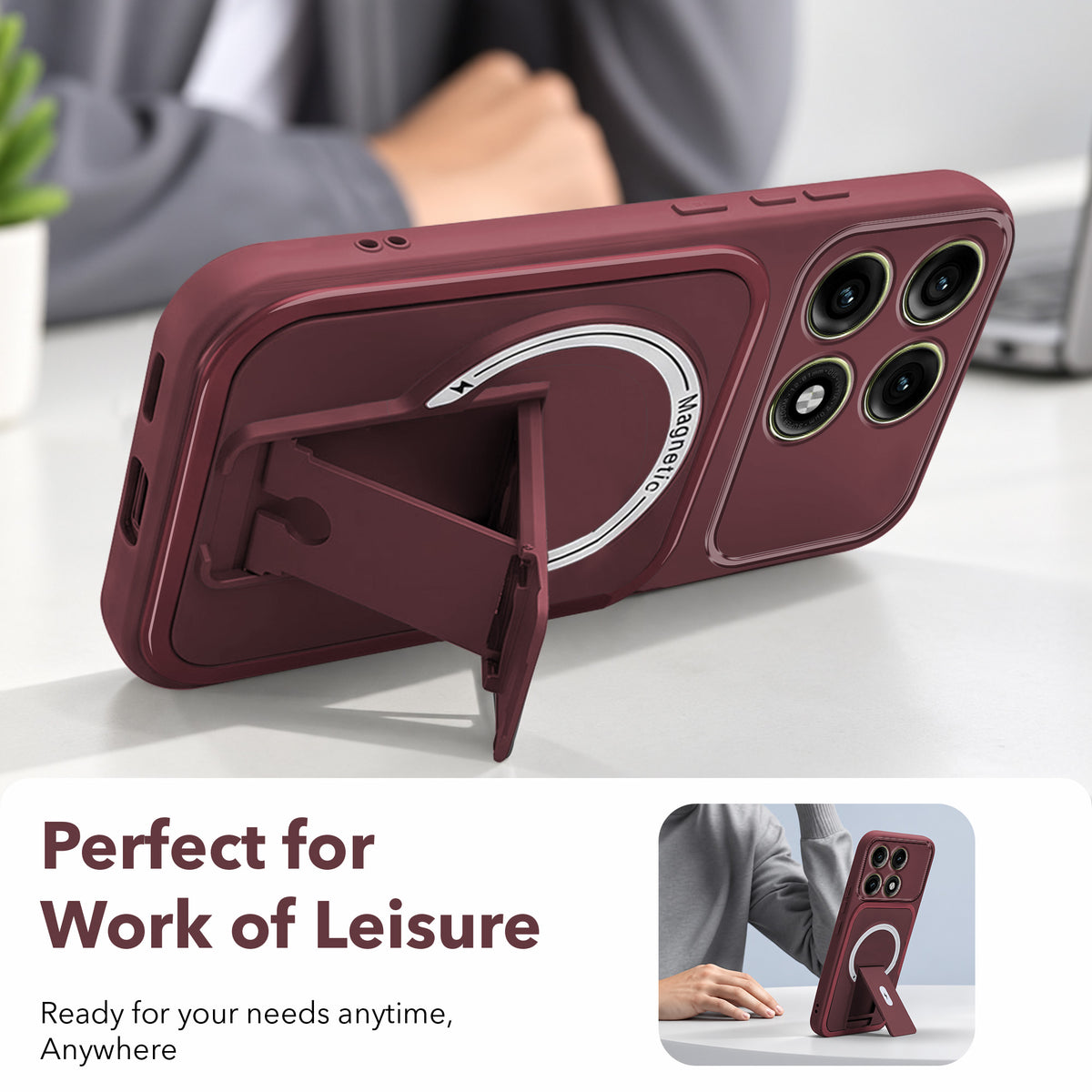 For Motorola Edge 70 Pro | Edge 70 Pro Plus Back Case Cover Metallic (Hybrid Armor Kickstand | MagSafe Compatible | Camera Protection Shockproof)