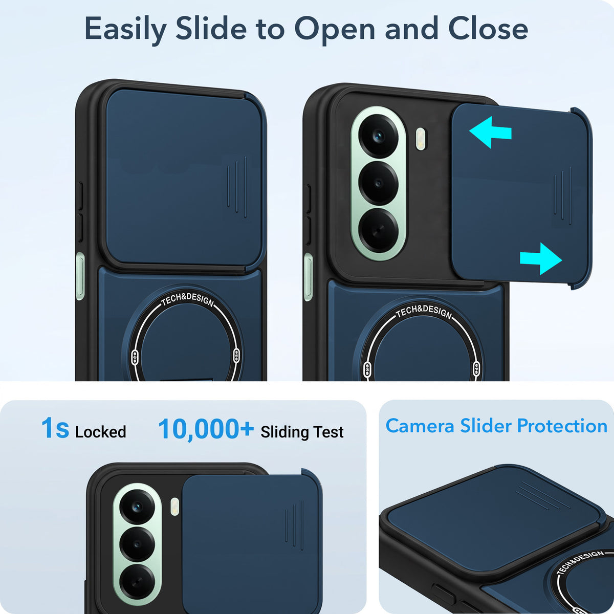 For OnePlus Nord CE 6 Lite Back Case Cover Metallic (Hybrid Armor Kickstand | Sliding Shutter Camera Protection | MagSafe Compatible)