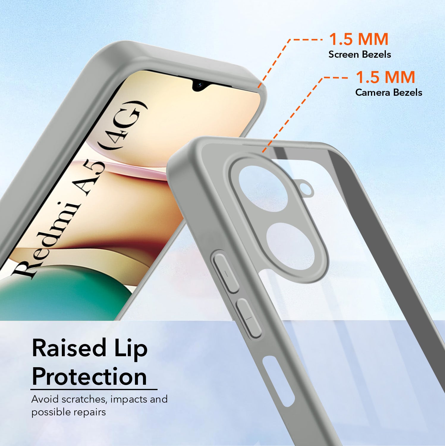 For Redmi A5 4G Back Cover Case Ultra-Hybrid (Lifetime Anti Yellow | Anti Scratch | Crystal Clear Shockproof)