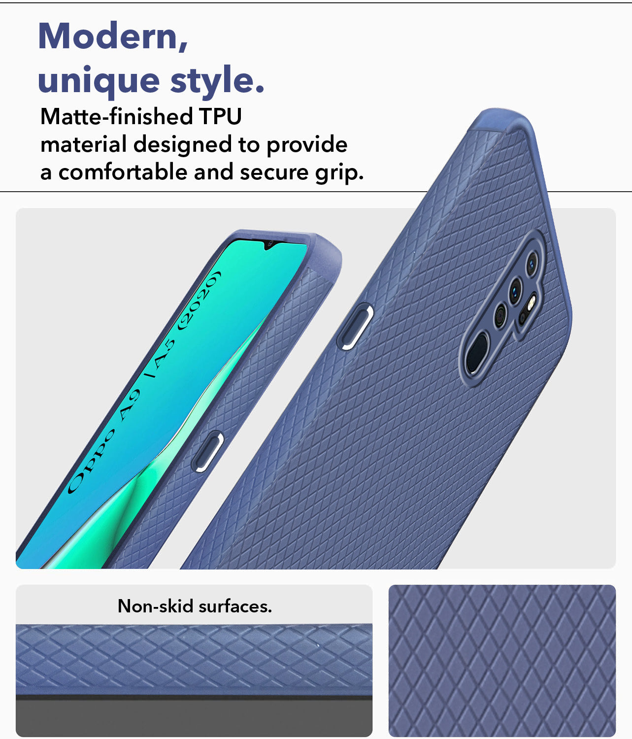 For Oppo A5 (2020) | A9 (2020) Back Cover Case Liquid Silicone (Camera Protection | Side Grip Texture | Soft and Flexible)