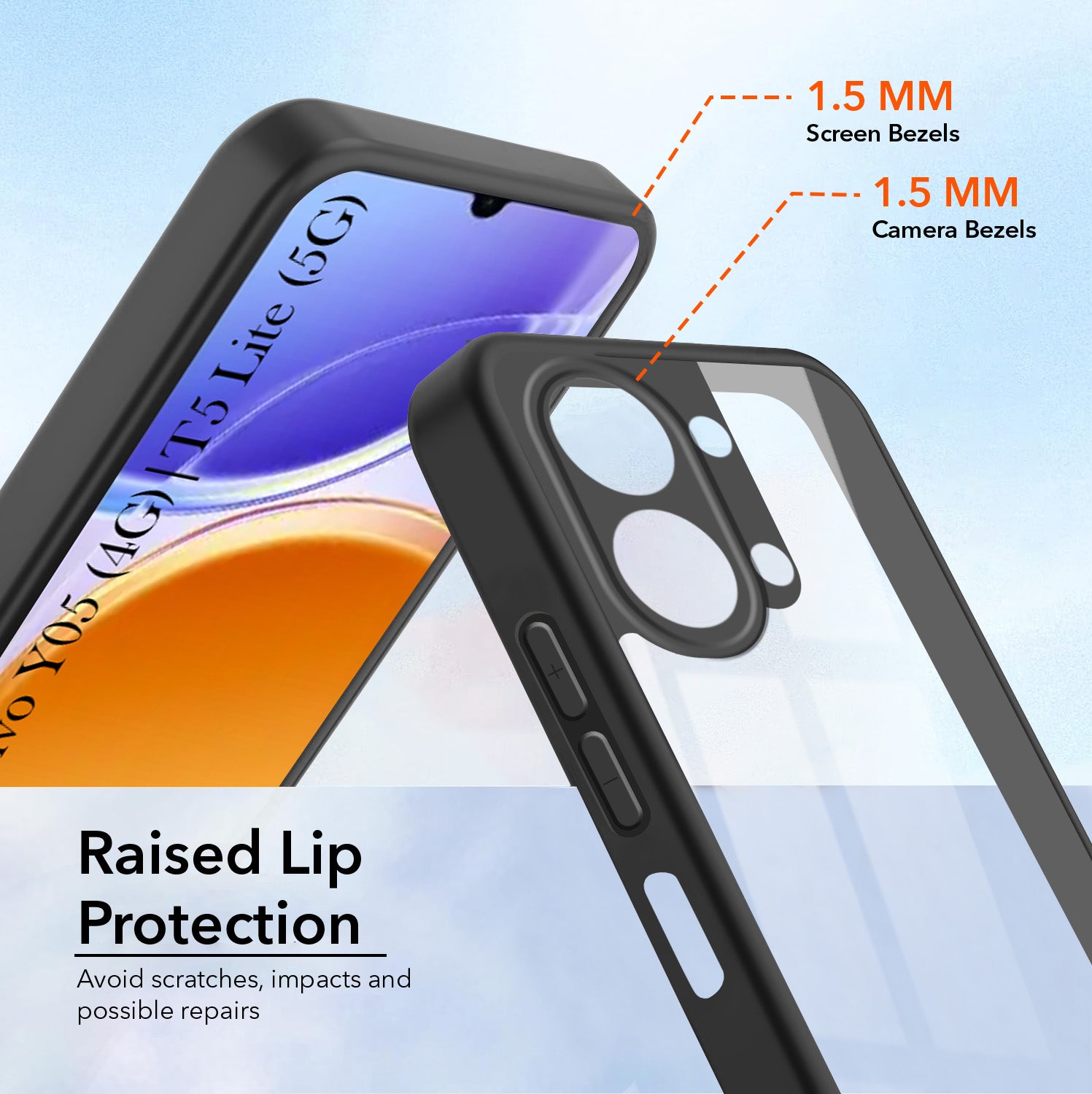 For Vivo Y05 (4G) | Vivo T5 Lite (5G)  Back Cover Case Ultra-Hybrid (Lifetime Anti Yellow | Anti Scratch | Crystal Clear Shockproof)