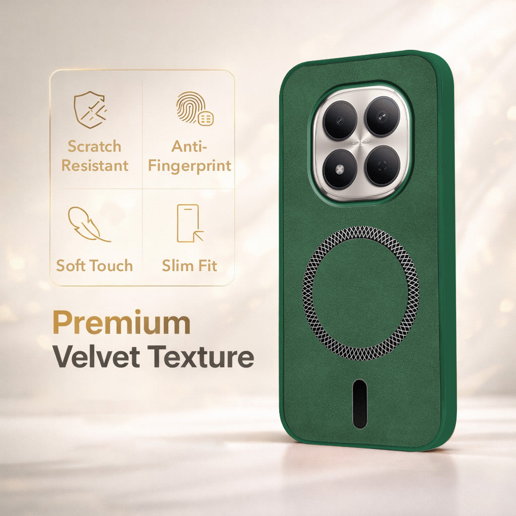 For Xiaomi Redmi Note 15 Pro 5G Back Cover Case Leather Finish (MagSafe Compatible Wireless Charging | Soft Touch | Camera Bump Protection)
