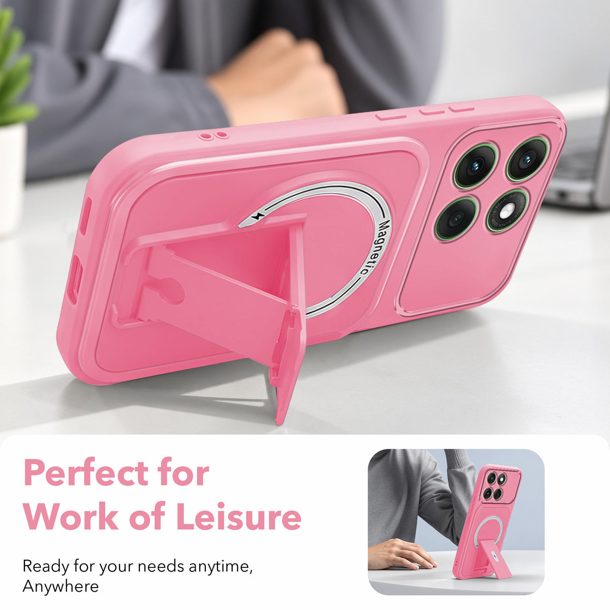 For Motorola Moto Edge 60 Back Case Cover Metallic (Hybrid Armor Kickstand | MagSafe Compatible | Camera Protection Shockproof)
