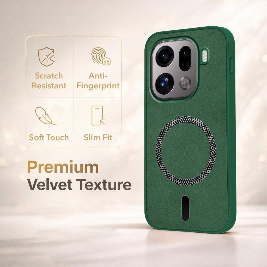 For Oppo Find X9 Pro Back Cover Case Leather Finish (MagSafe Compatible Wireless Charging | Soft Touch | Camera Bump Protection)