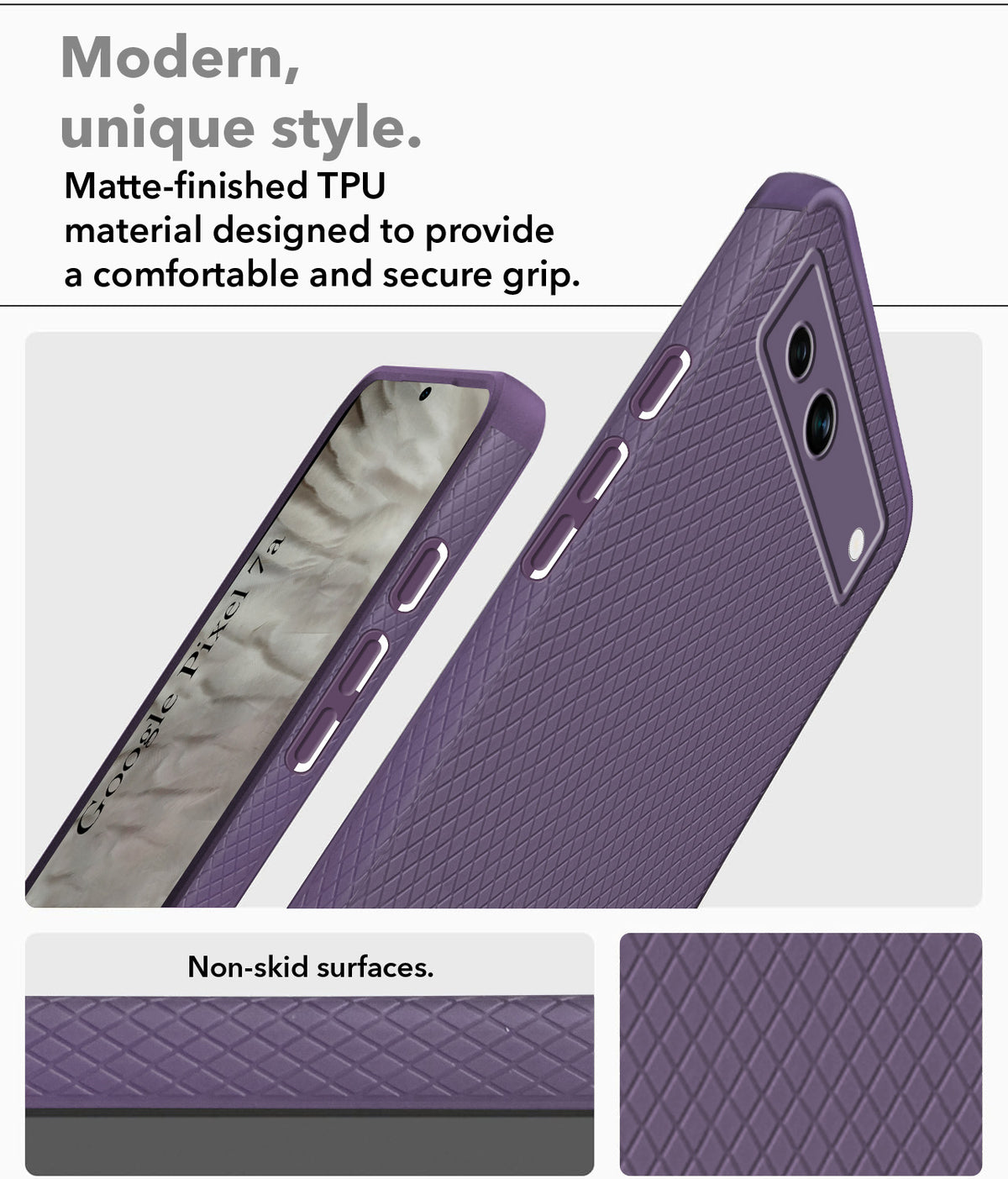 For Google Pixel 7a Back Cover Case Liquid Silicone (Camera Protection | Side Grip Texture | Soft and Flexible)