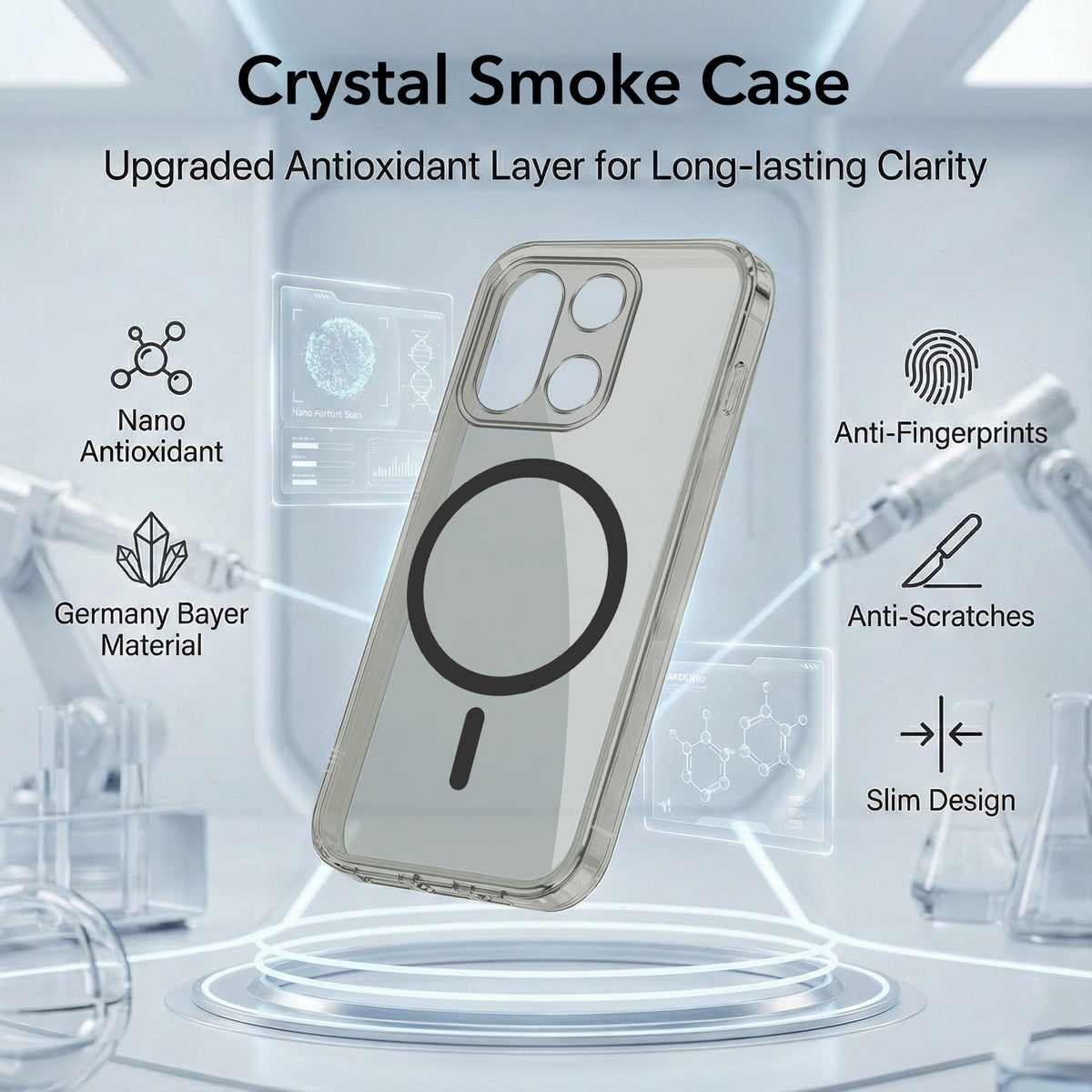 For OnePlus 15 5G Back Cover Case Lifetime Anti-Yellow MagSafe Compatible Clear (Sleek Hard Crystal | Shockproof and Camera Protection)