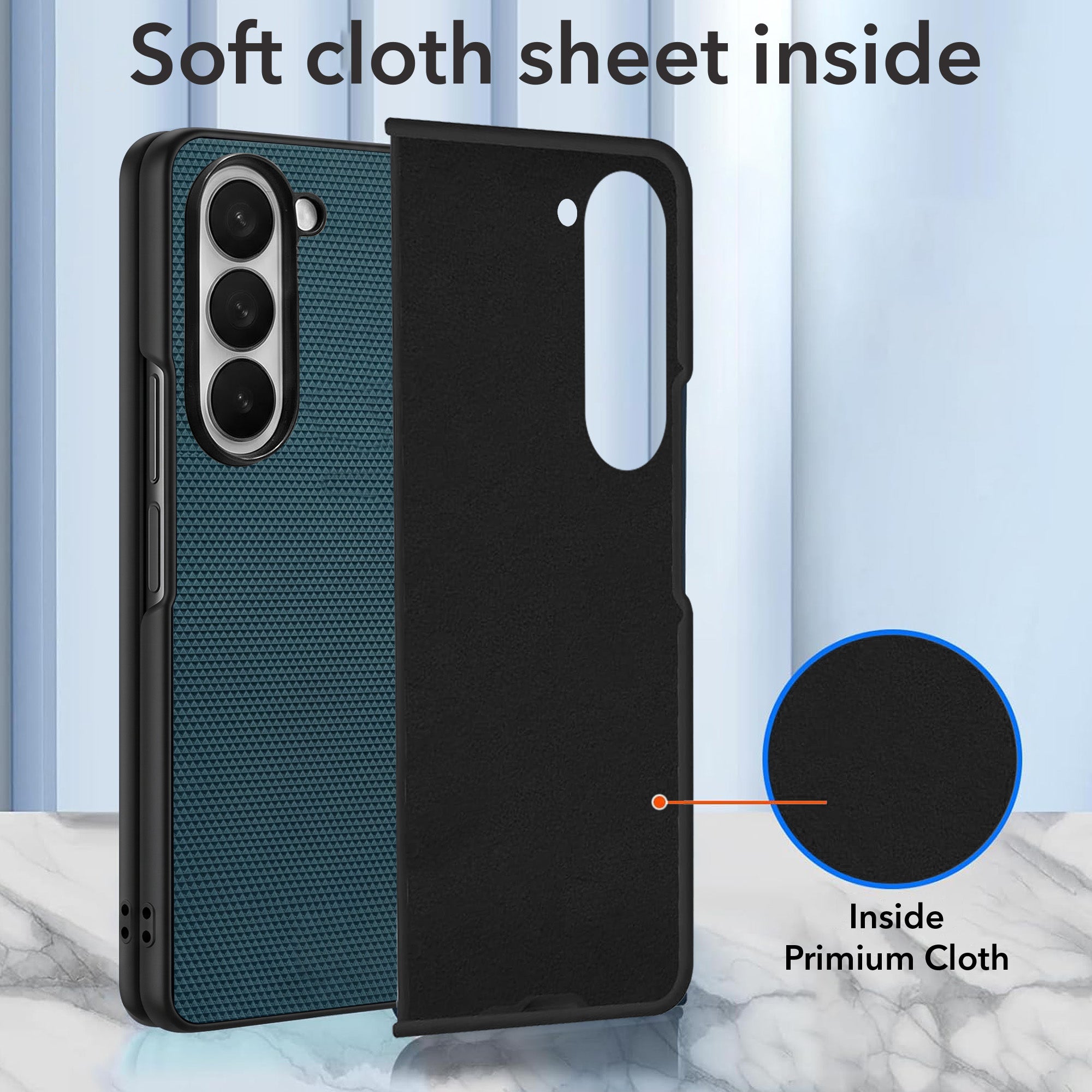 For Samsung Galaxy Z Fold 5 Premium Cover Case (Geometric Textured Hard PC | Soft Cloth Lining & Slim Shockproof Protection)