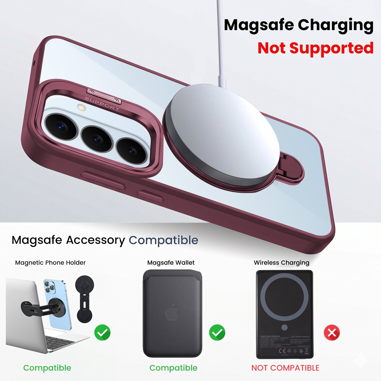 For Samsung Galaxy S26 5G Back Cover Case Crystal (Lifetime Anti Yellow | Magnetic Ring Stand | Camera Lens Protection | MagSafe Compatible)