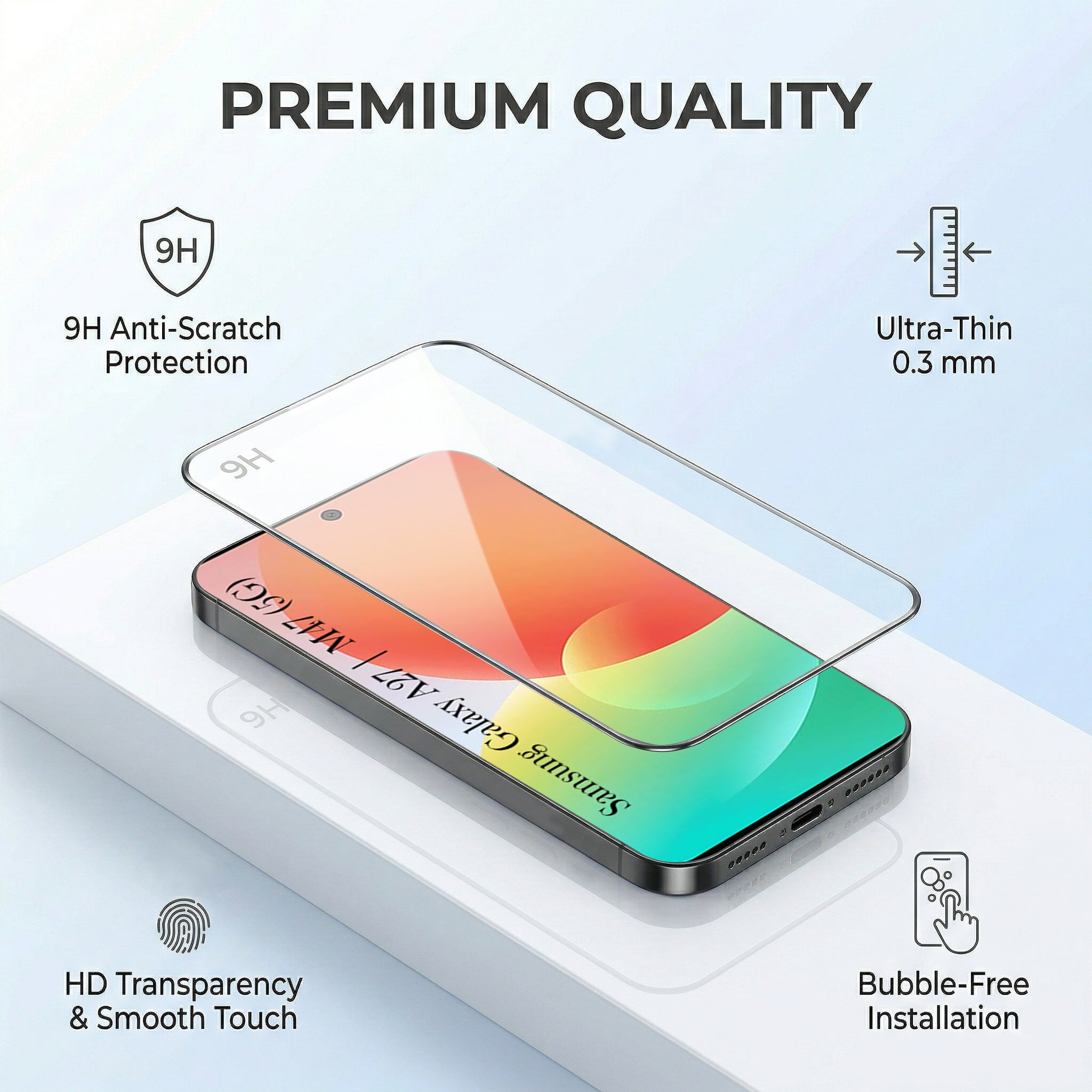 For Samsung A27 5G | Samsung M47 5G Combo with Back Cover and 9H Tempered Glass (Lifetime Anti-Yellow | Sleek Hard Crystal | Oleophobic Coating Screen Glass)
