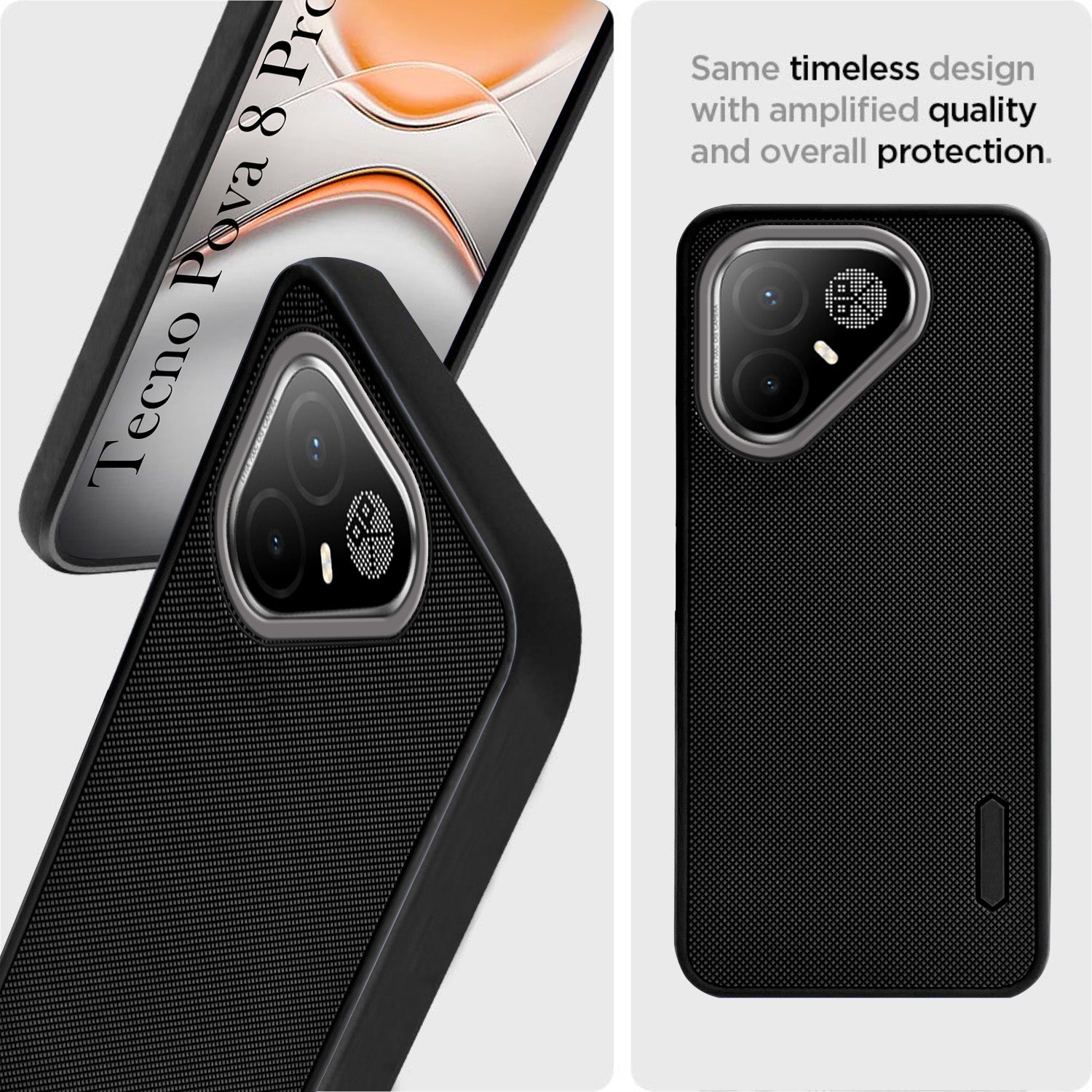 For Tecno Pova 8 Pro 5G Back Cover Case Rubberised (Textured Grip Design| Micro-Fiber Cloth Inside | Slim and Light Weight | Soft Touch and Feel)