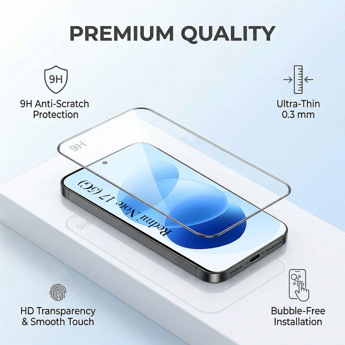 For Redmi Note 17 5G Combo with Back Cover and 9H Tempered Glass (Liquid Silicone | Camera Protection | Oleophobic Coating Screen Glass)