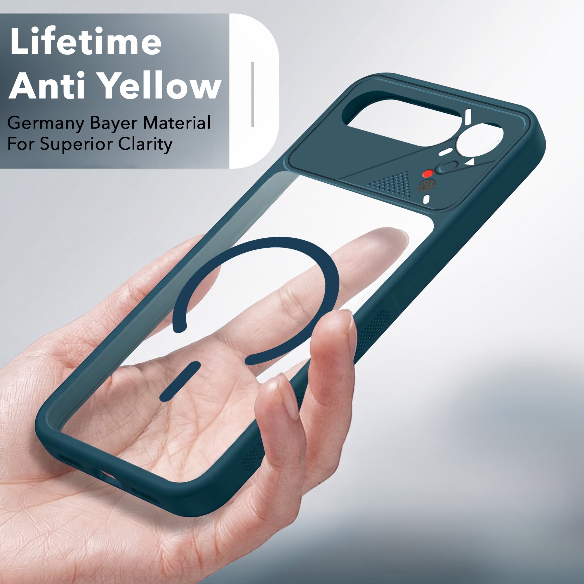 For Vivo X300 FE Back Cover Case Lifetime Anti-Yellow Clear (Camera Protection | Side Grip | Wireless MagSafe Compatible)
