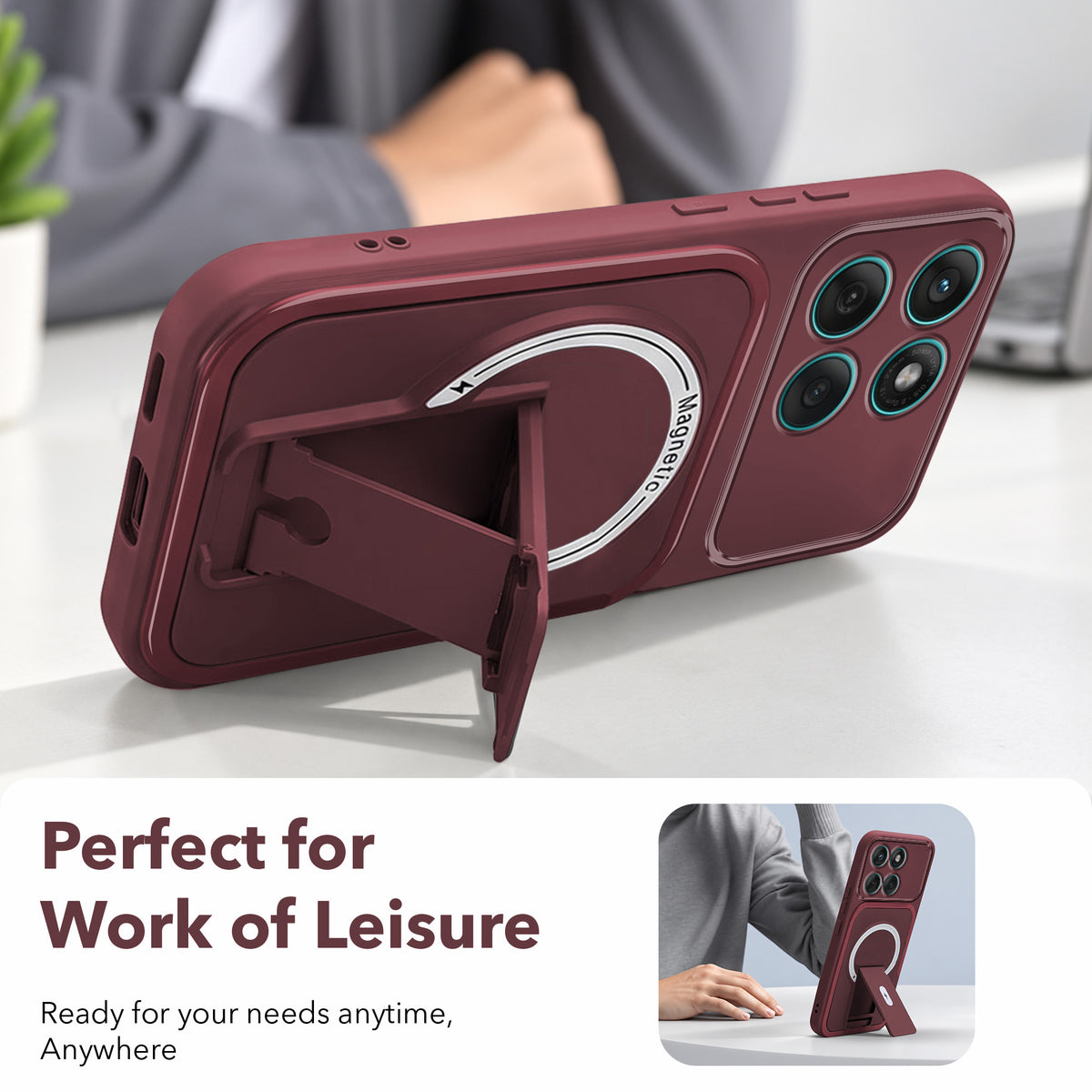 For Motorola Moto Edge 60 Fusion Back Case Cover Metallic (Hybrid Armor Kickstand | MagSafe Compatible | Camera Protection Shockproof)