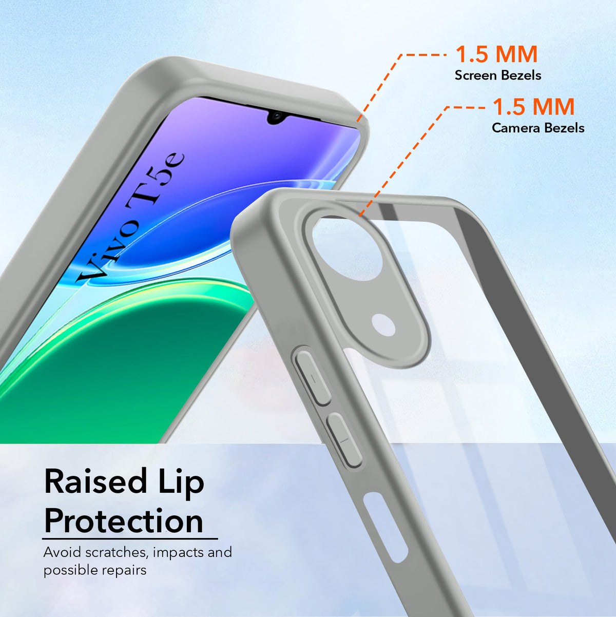 For Vivo T5e 4G Back Cover Case Ultra-Hybrid (Lifetime Anti Yellow | Anti Scratch | Crystal Clear Shockproof)
