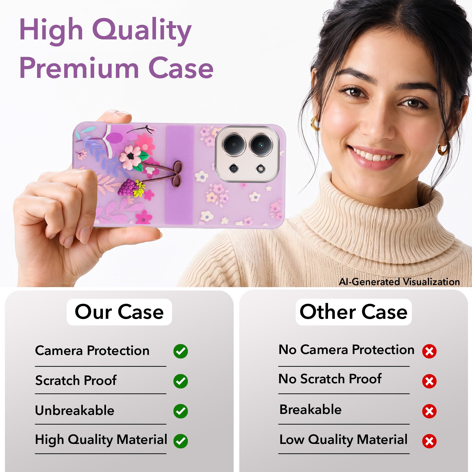 For Redmi 15C Back Cover Case (3D Cute Cartoons | Hard Back Side Soft | Matte Premium Finish | HD Printing)