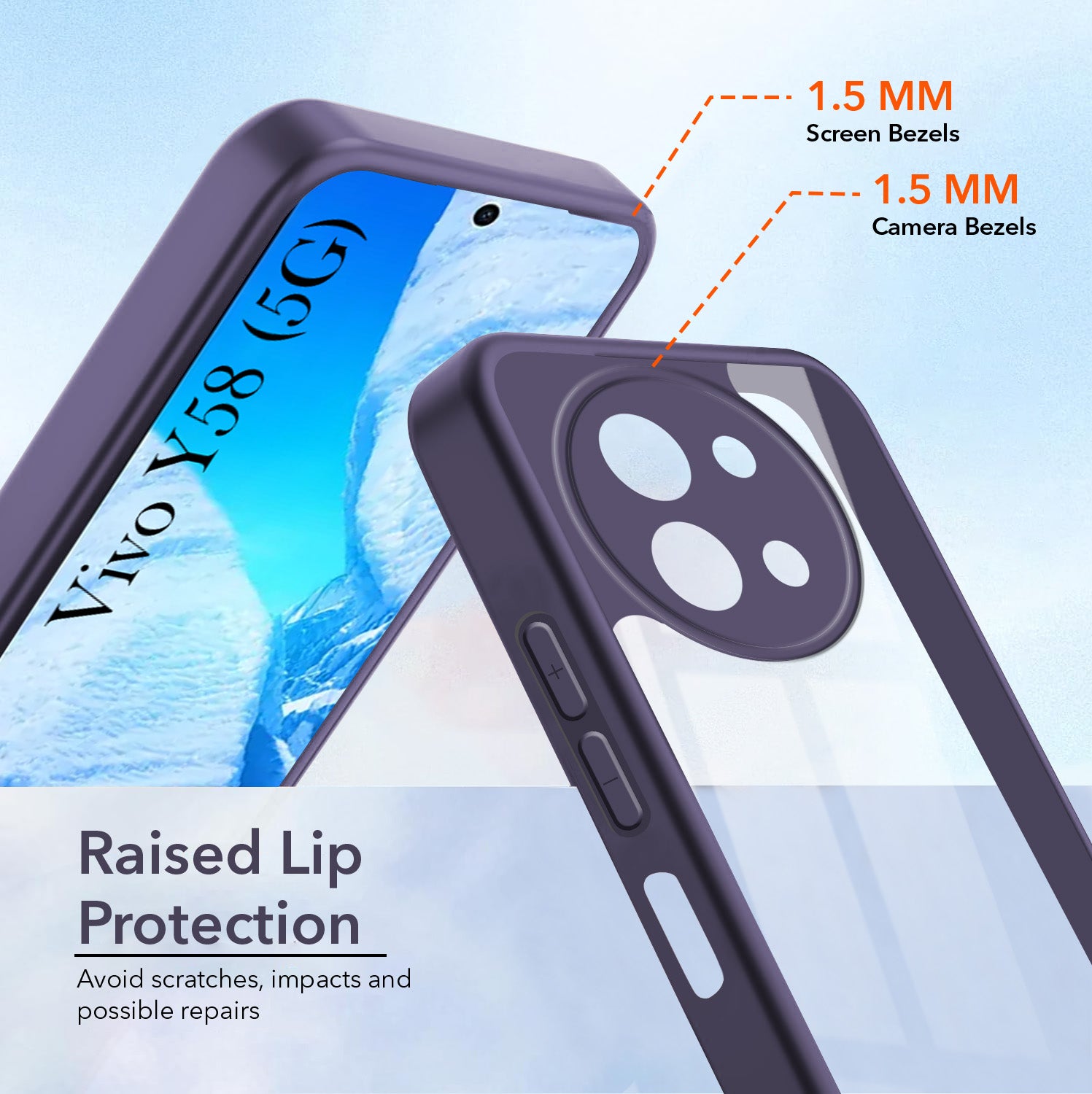 For Vivo Y58 5G Back Cover Case Ultra-Hybrid (Lifetime Anti Yellow | Anti Scratch | Crystal Clear Shockproof)