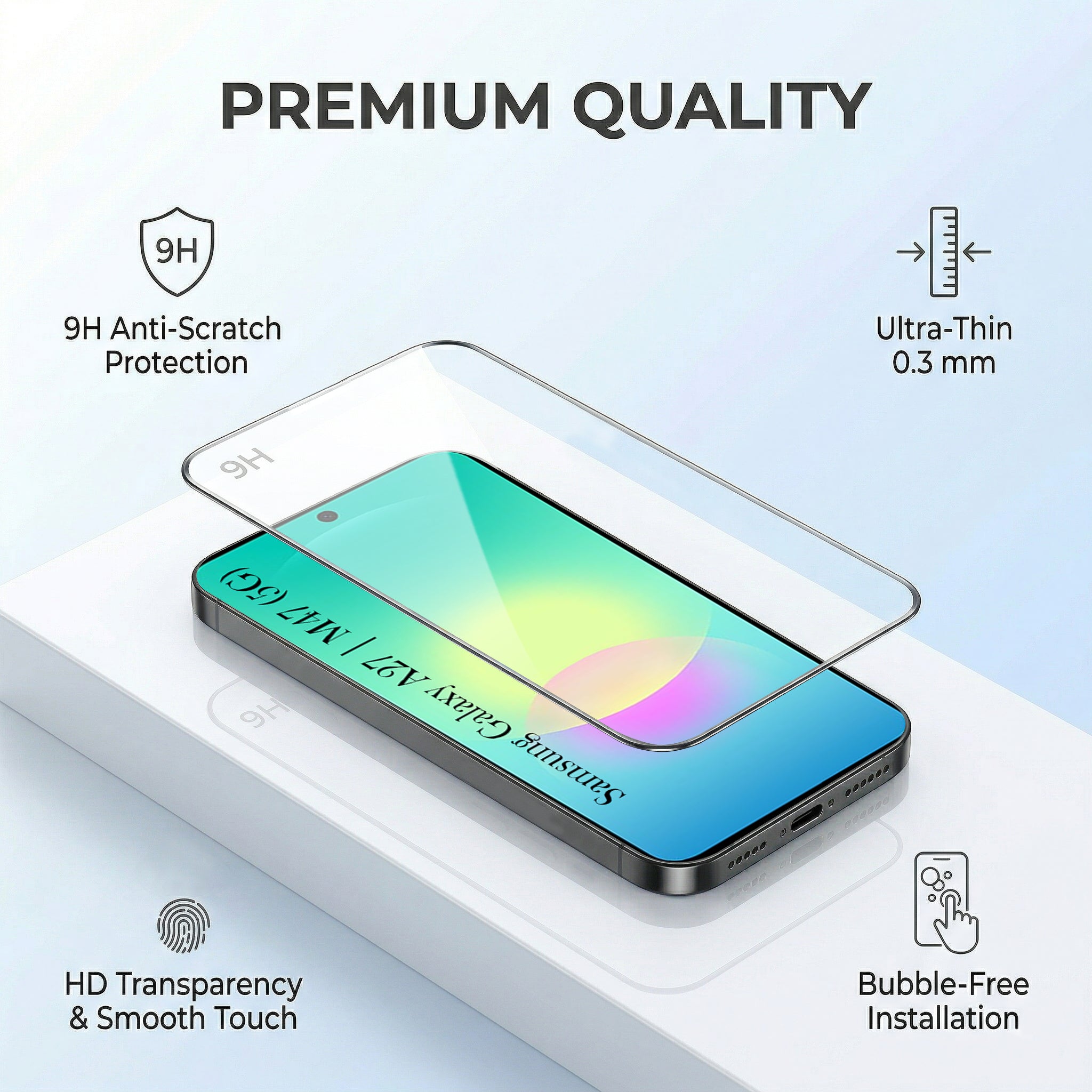 For Samsung A27 5G | Samsung M47 5G Combo with Back Cover and 9H Tempered Glass (Liquid Silicone | Camera Protection | Oleophobic Coating Screen Glass)