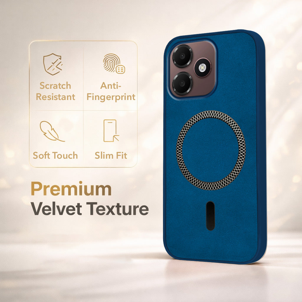 For Oppo A6c 4G Back Cover Case Leather Finish (MagSafe Compatible Wireless Charging | Soft Touch | Camera Bump Protection)