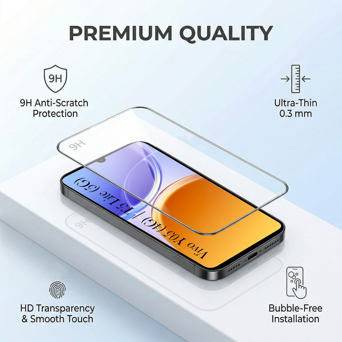 For Vivo Y05 (4G) | Vivo T5 Lite (5G)  Combo (Textured Grip Design | Micro-Fiber Cloth Inside | Oleophobic Coating Screen Glass)