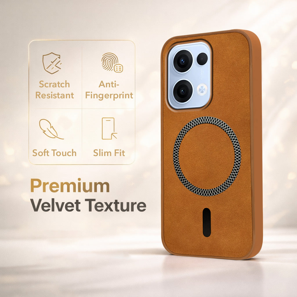 For Oppo Reno13 5G | Oppo Reno 13 5G Back Cover Case Leather Finish (MagSafe Compatible Wireless Charging | Soft Touch | Camera Bump Protection)