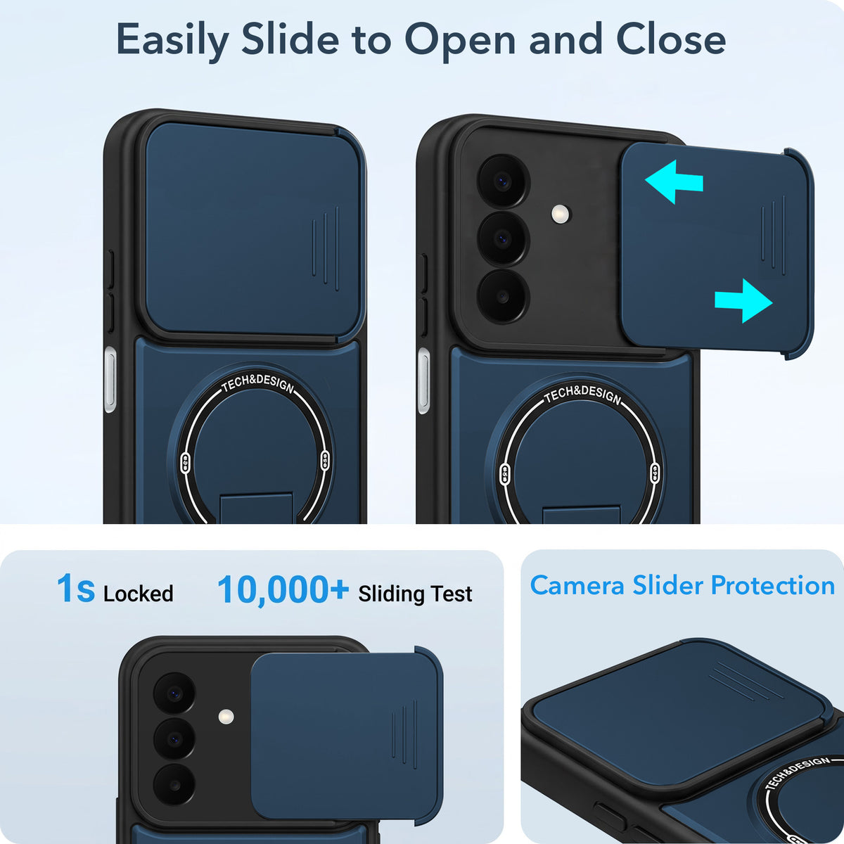 For Samsung Galaxy A27 5G | Samsung M47 5G Fusion Back Case Cover Metallic (Hybrid Armor Kickstand | Sliding Shutter Camera Protection | MagSafe Compatible)