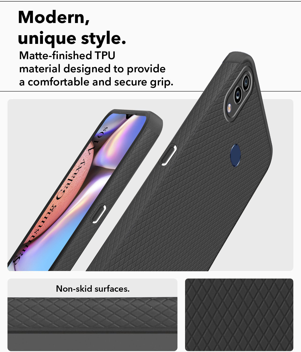 For Samsung Galaxy A10s Back Cover Case Liquid Silicone (Camera Protection | Side Grip Texture | Soft and Flexible)