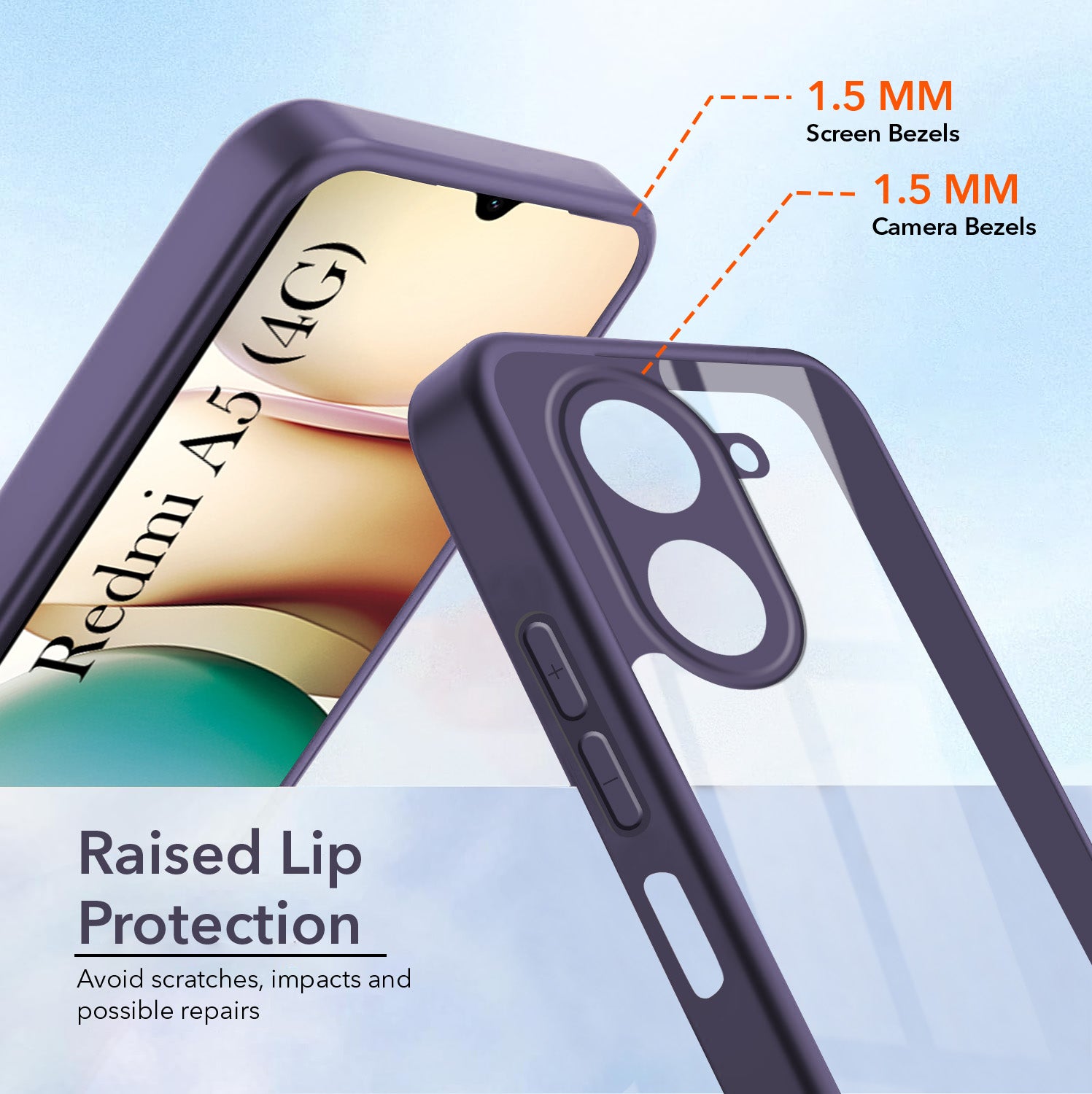For Redmi A5 4G Back Cover Case Ultra-Hybrid (Lifetime Anti Yellow | Anti Scratch | Crystal Clear Shockproof)