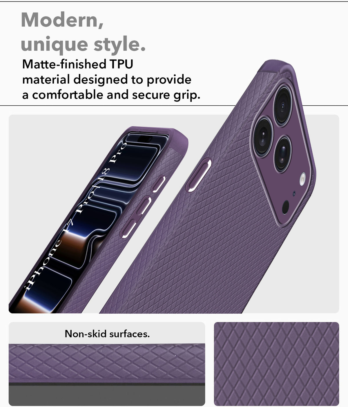 For iPhone 17 Pro | iPhone 18 Pro Back Cover Case(Camera Protection | Side Grip Texture | Soft and Flexible)