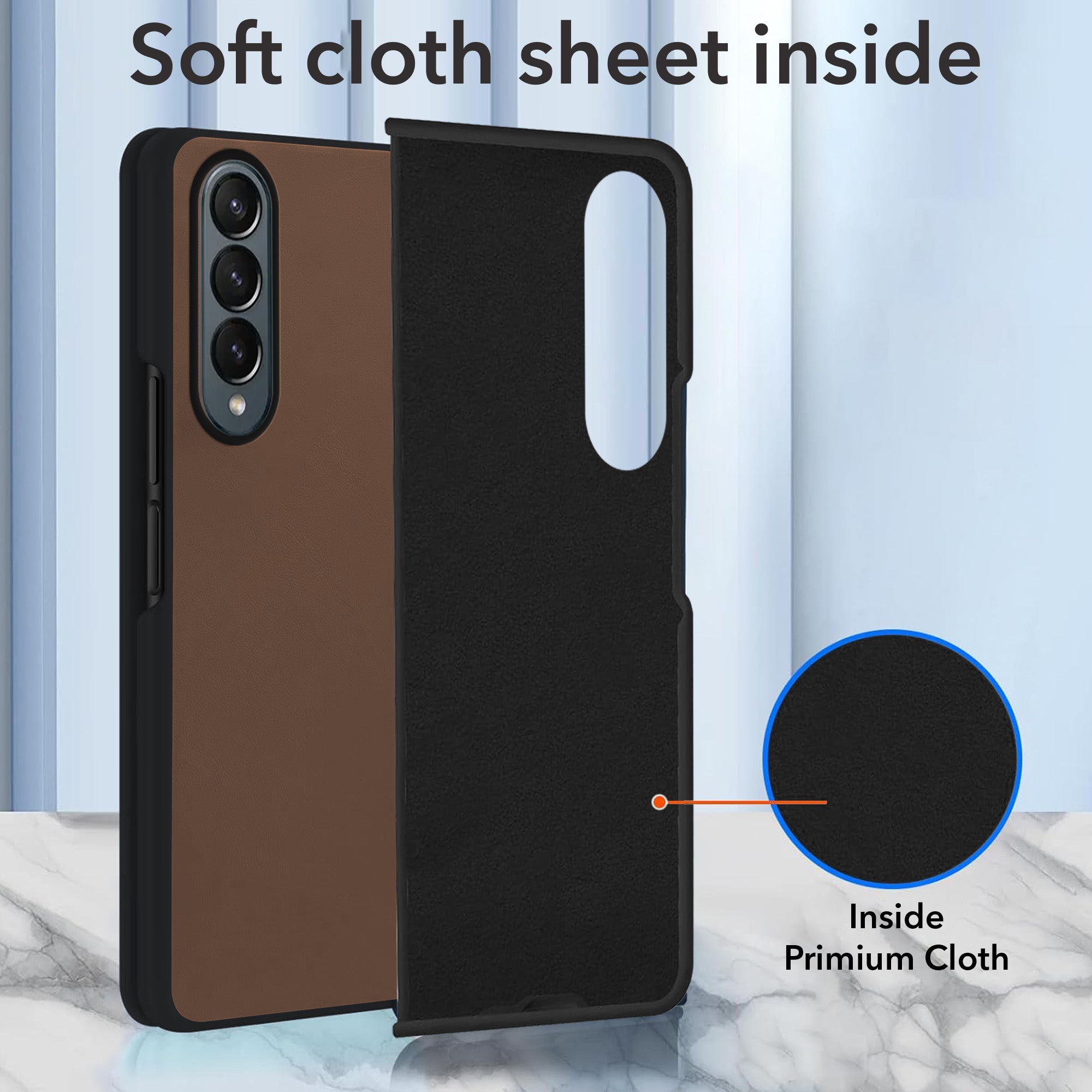 For Samsung Galaxy Z Fold 4 5G Premium Cover Case (Soft Leather Touch | Interior Protective Cloth | Slim 360* Protection)