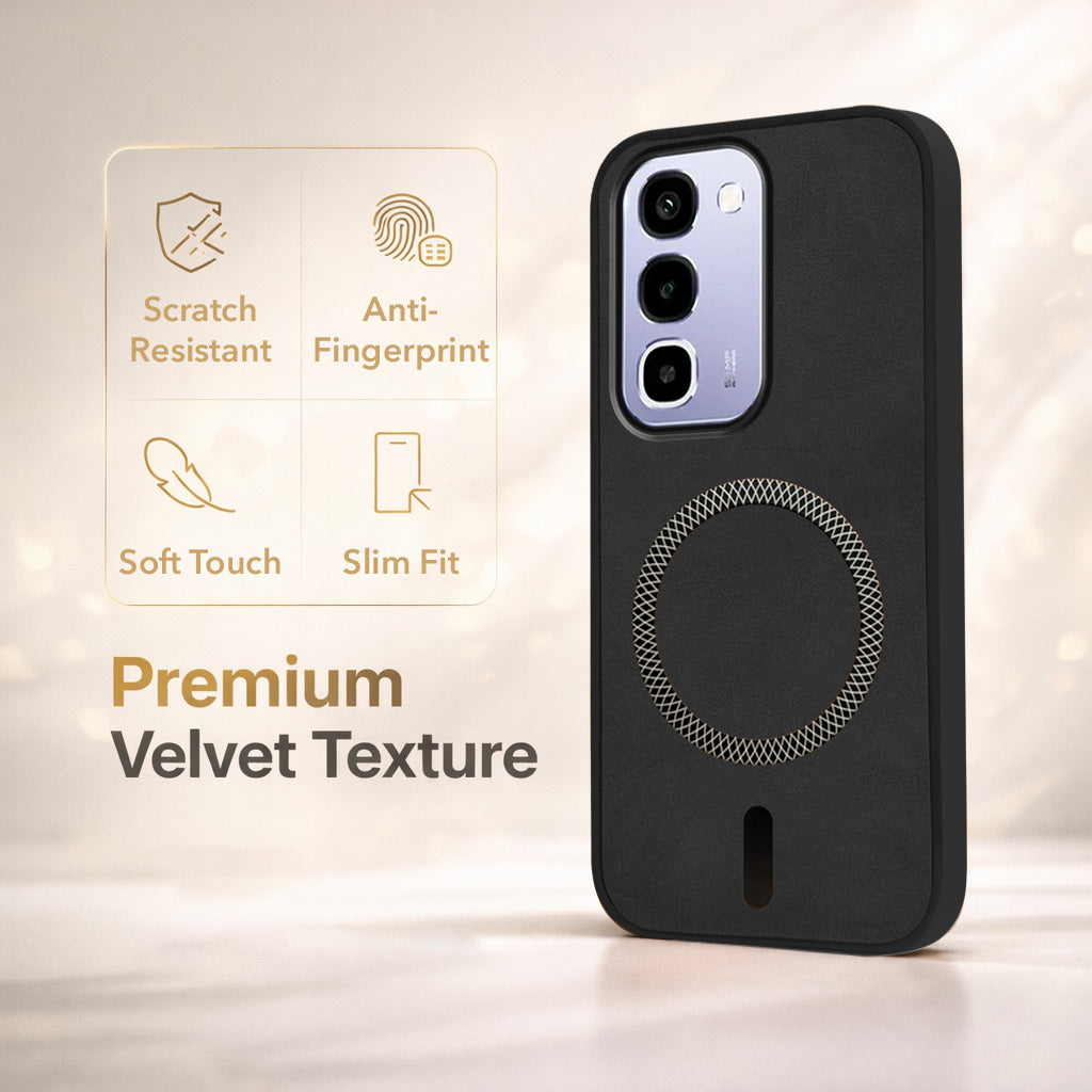 For Realme P4R 5G | Realme Narzo 100X 5G Back Cover Case Leather Finish (MagSafe Compatible Wireless Charging | Soft Touch | Camera Bump Protection)