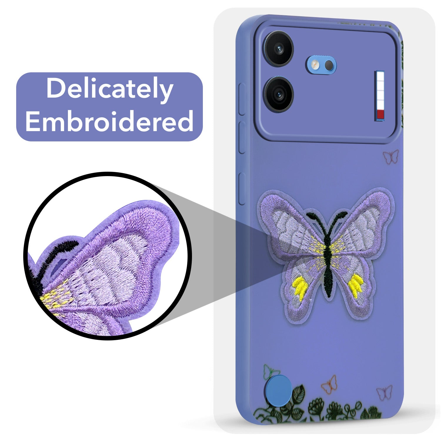 For Nothing Phone 4B 5G Power Back Cover Case (Soft Butterfly Embroidery | Women Teen Girls | Camera Protection| Matte Silicone)