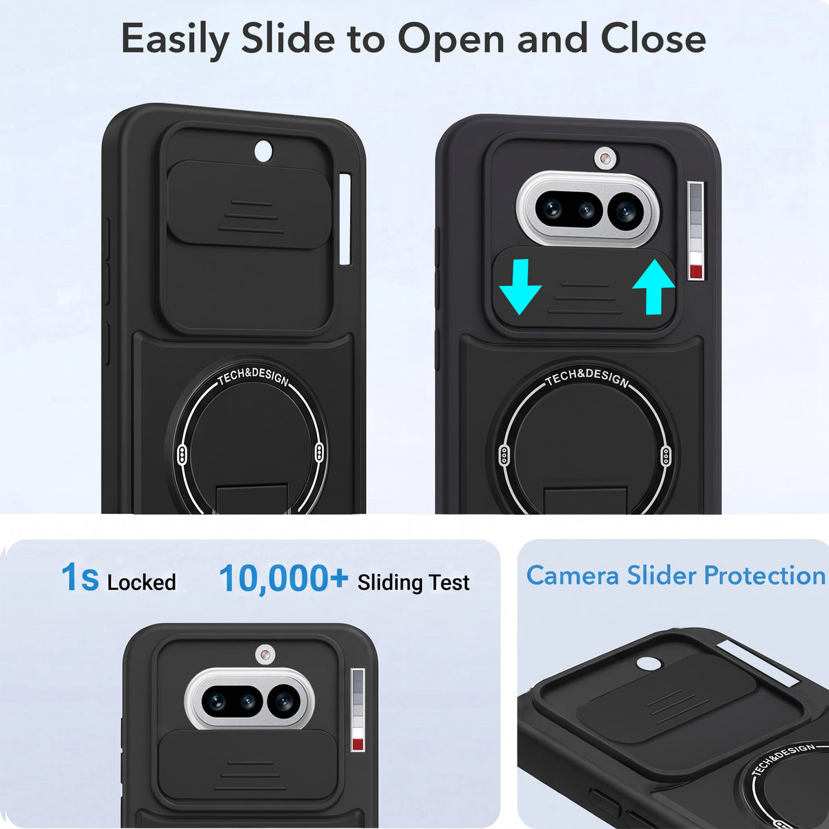 For Nothing Phone 4A 5G Back Case Cover Metallic (Hybrid Armor Kickstand | Sliding Shutter Camera Protection | MagSafe Compatible)