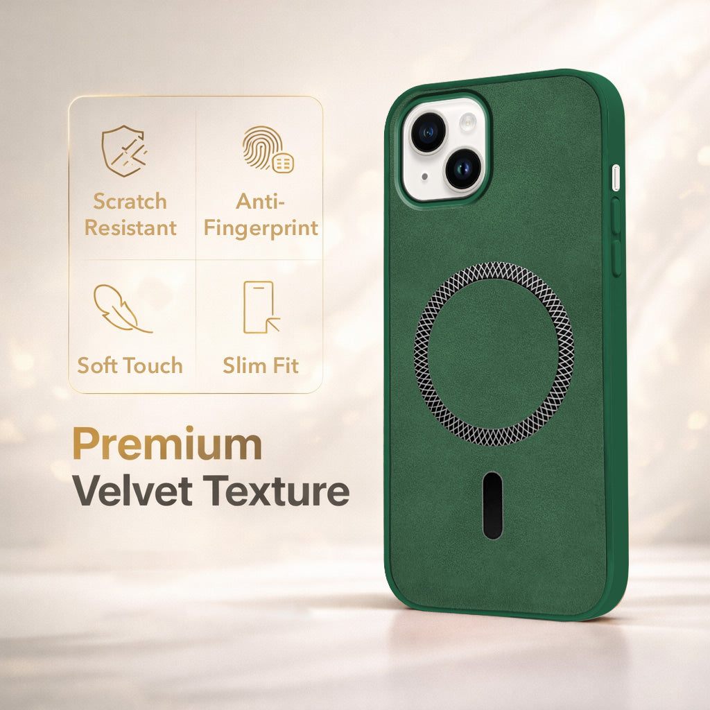 For Apple iPhone 14 Plus Back Cover Case Leather Finish (MagSafe Compatible Wireless Charging | Soft Touch | Camera Bump Protection)