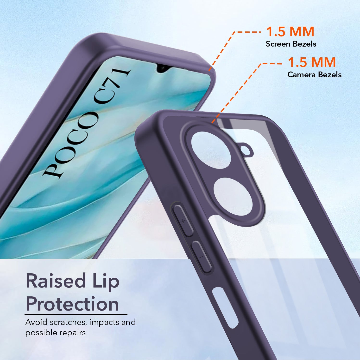 For Poco C71 Back Cover Case Ultra-Hybrid (Lifetime Anti Yellow | Anti Scratch | Crystal Clear Shockproof)