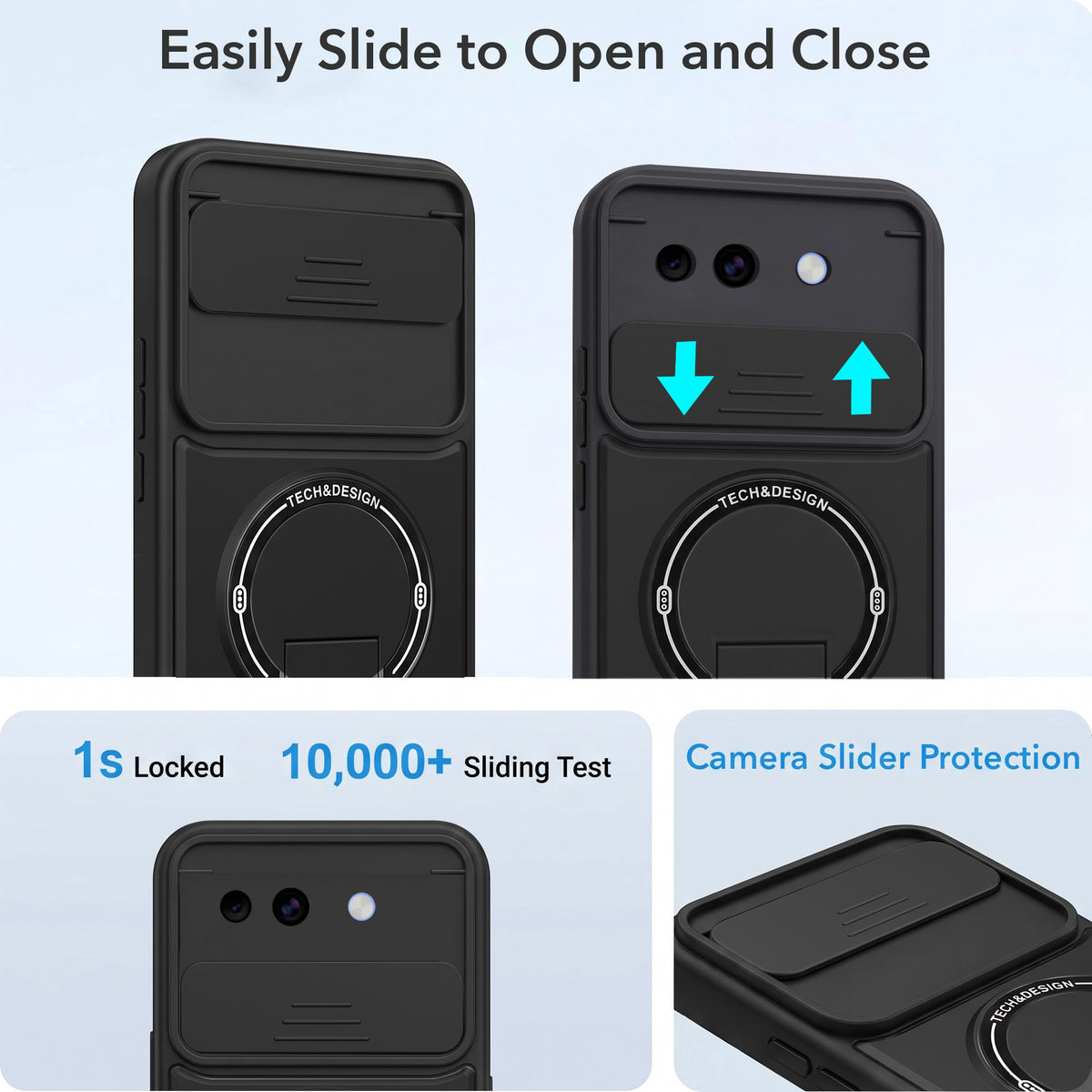 For Google Pixel 10a Back Case Cover Metallic (Hybrid Armor Kickstand | Sliding Shutter Camera Protection | MagSafe Compatible)
