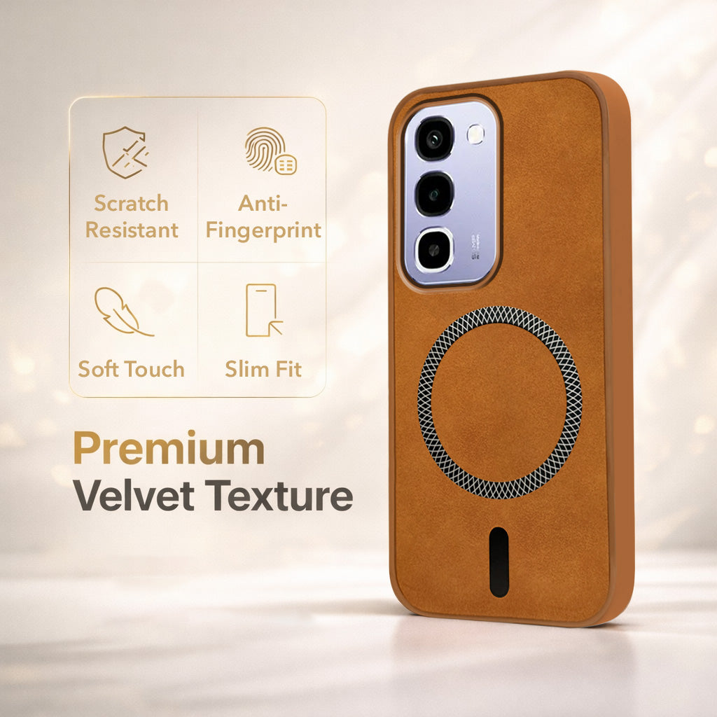 For Realme P4R 5G | Realme Narzo 100X 5G Back Cover Case Leather Finish (MagSafe Compatible Wireless Charging | Soft Touch | Camera Bump Protection)