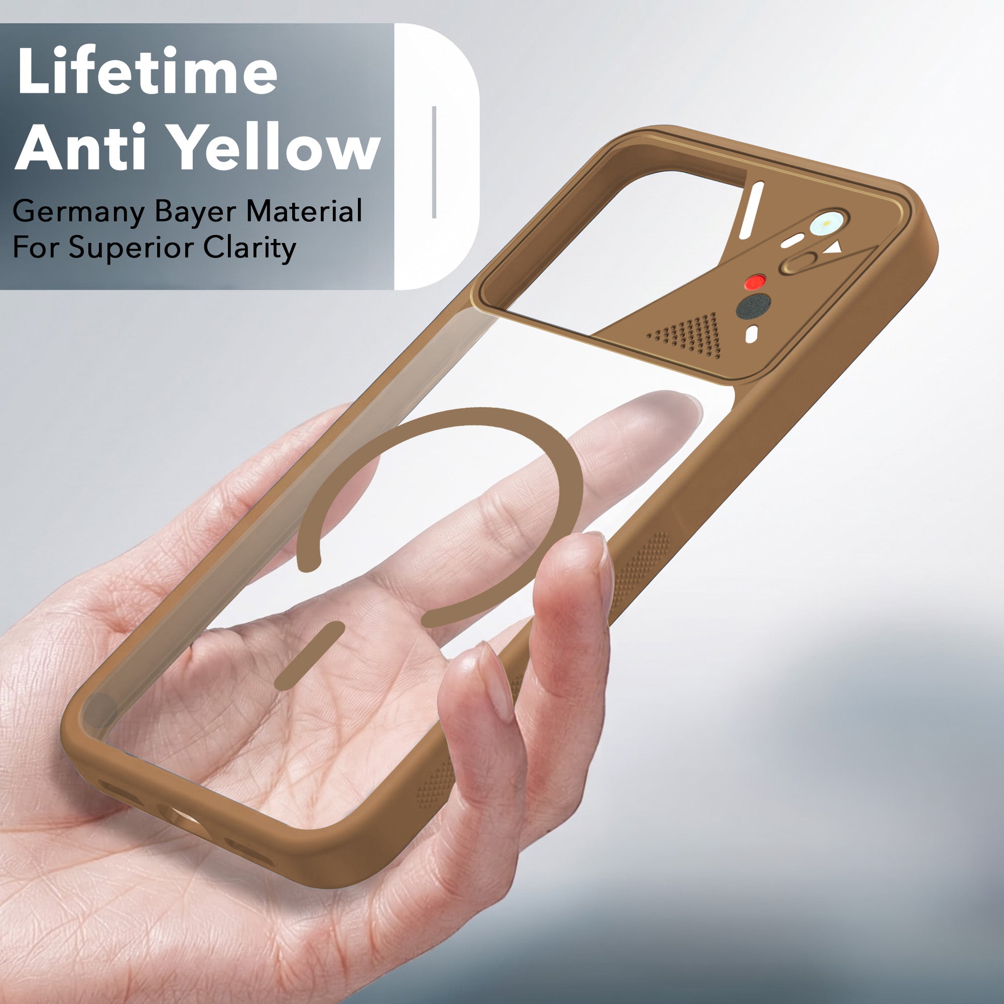 For Oppo Reno15 5G | Oppo Reno 15 5G Back Cover Case Lifetime Anti-Yellow Clear (Camera Protection | Side Grip | Wireless MagSafe Compatible)
