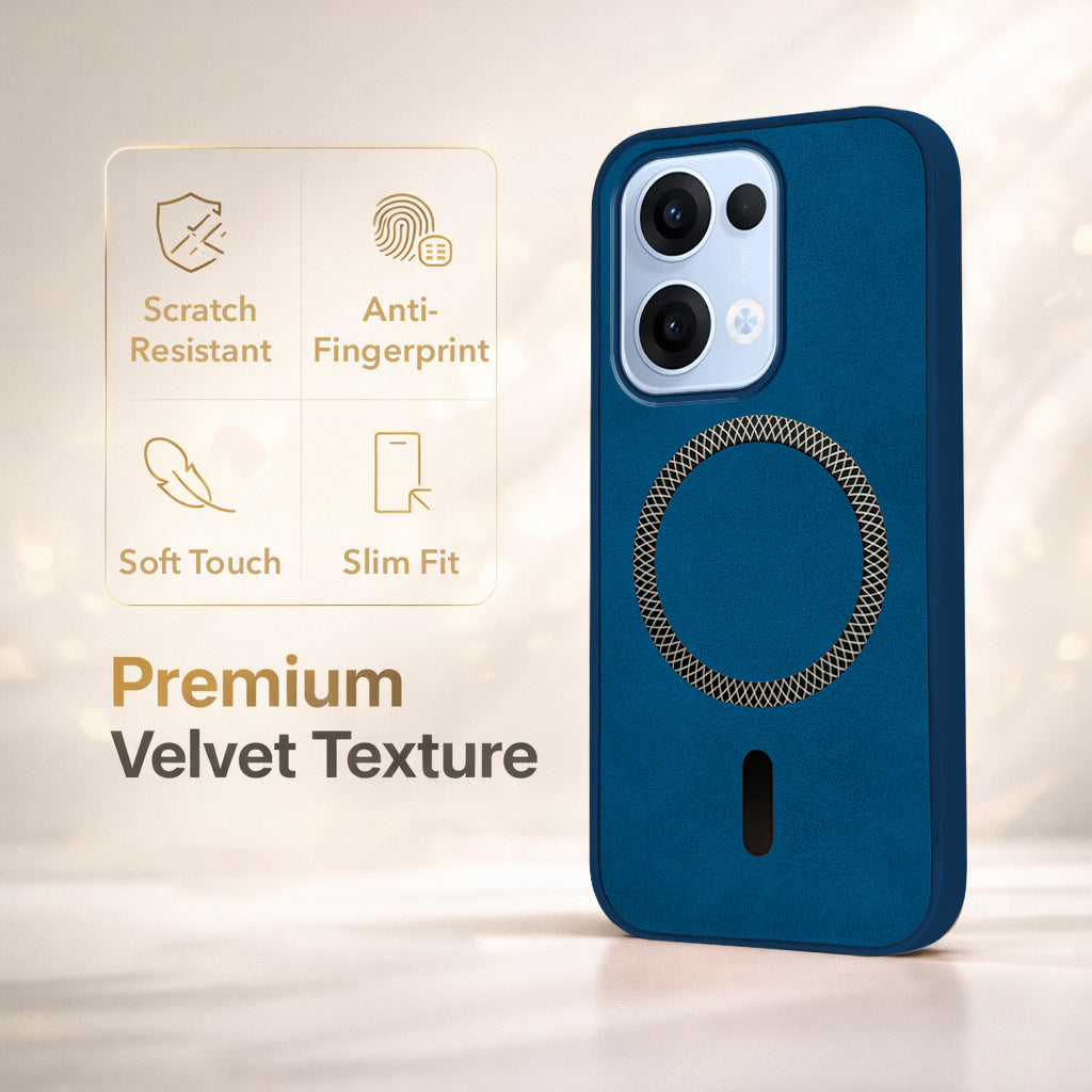 For Oppo Reno13 5G | Oppo Reno 13 5G Back Cover Case Leather Finish (MagSafe Compatible Wireless Charging | Soft Touch | Camera Bump Protection)